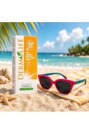 Dermolife Leke Karşıtı 50+ Güneş Kremi + Pulsar Pembe Mavi Bebek Güneş Gözlüğü