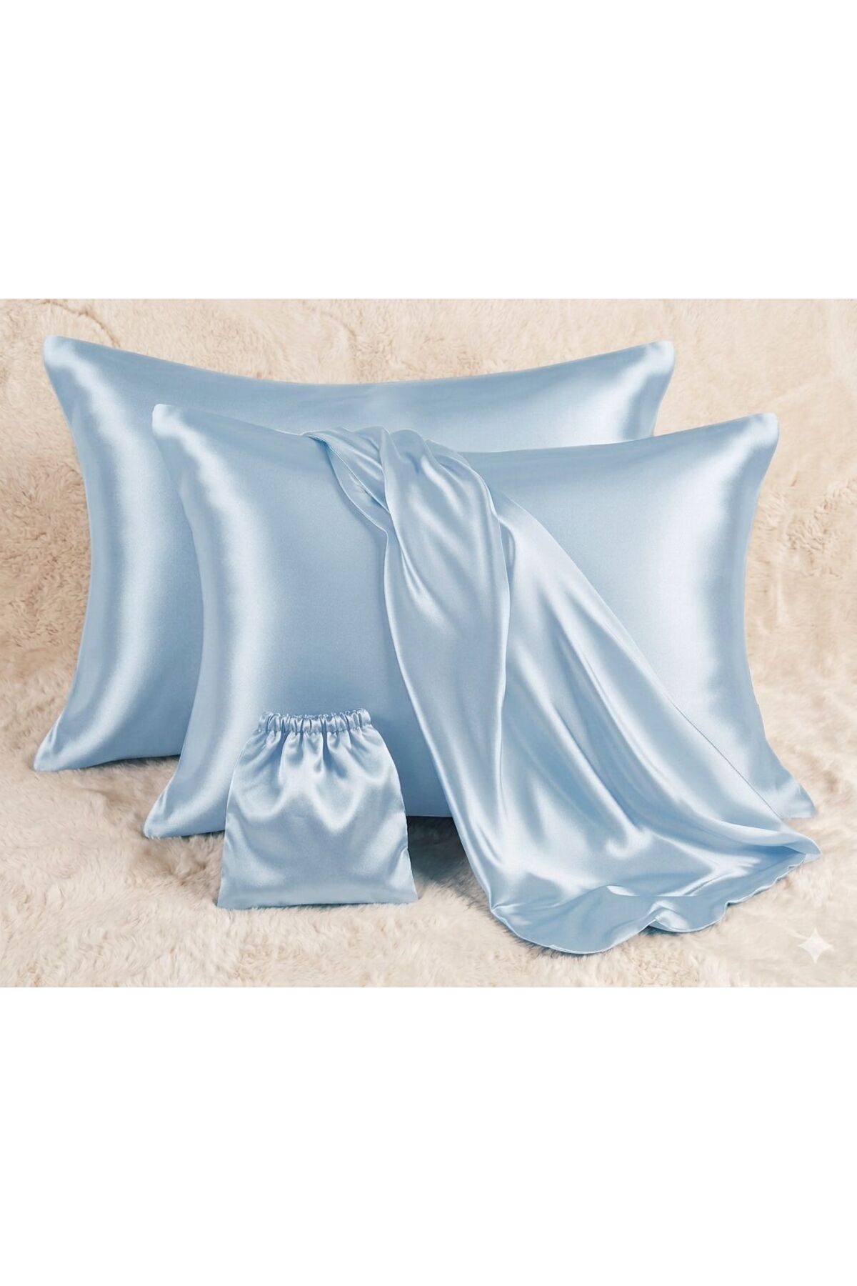 Satin Pillowcase Baby Blue 100% Viscose 50x70 Pair