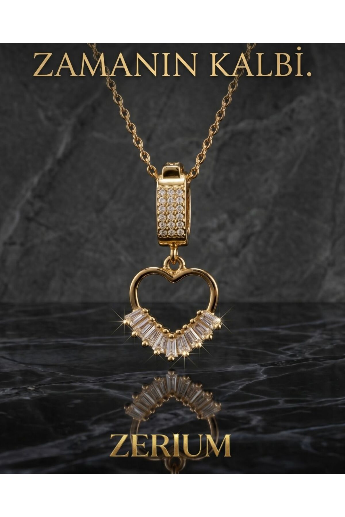 Women's VIP Necklace Heart Shaped Baguette Gemstone Love Series 45 Cm