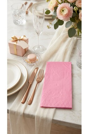 PEKSHOP Pembe Kağıt Peçete Garson Katlama 33x33cm 16lı Paket Pembe Parti ve S...