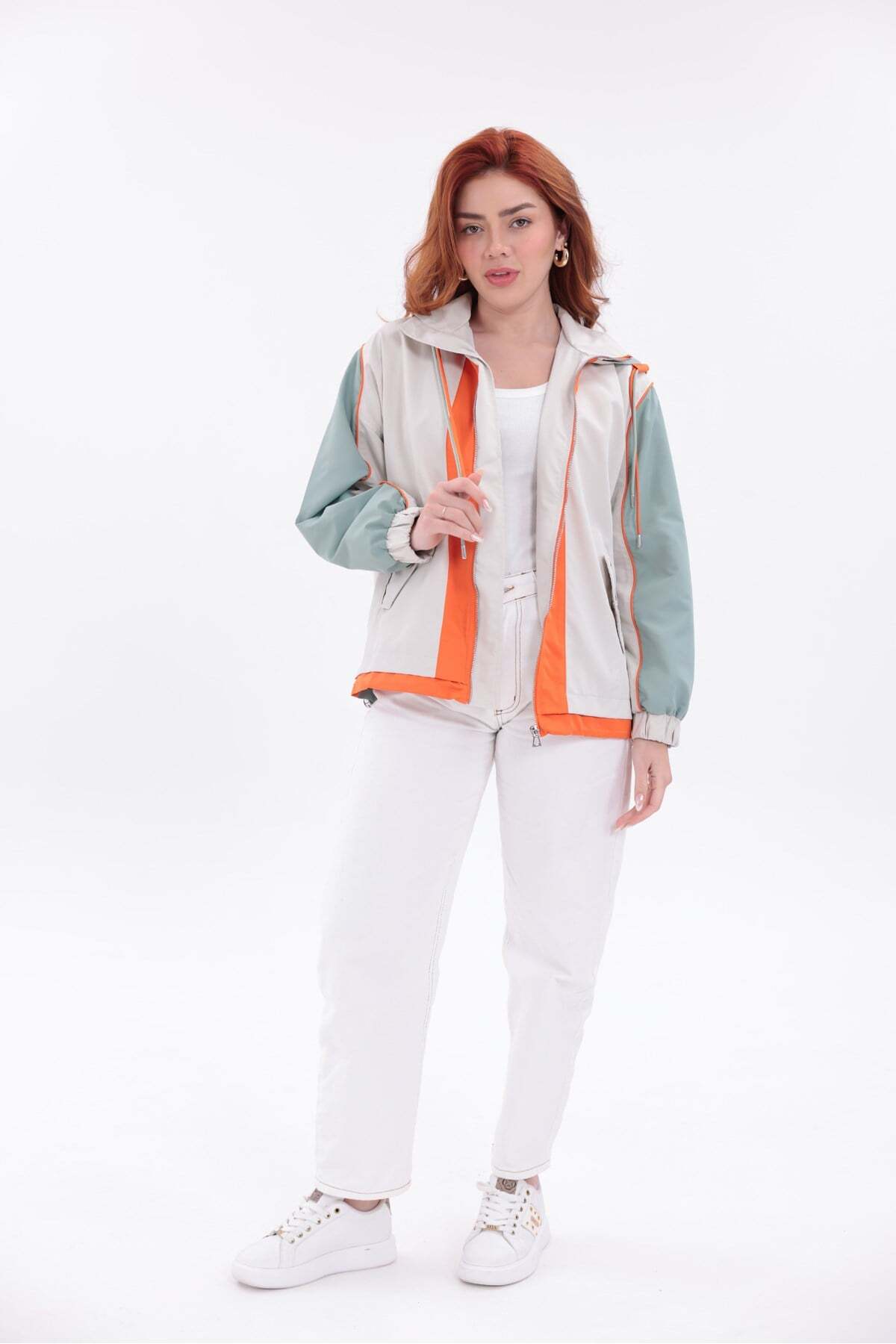 Yeys Shop Turuncu Soft Yeşil Renk Geçişli Yağmurluk görsel 2