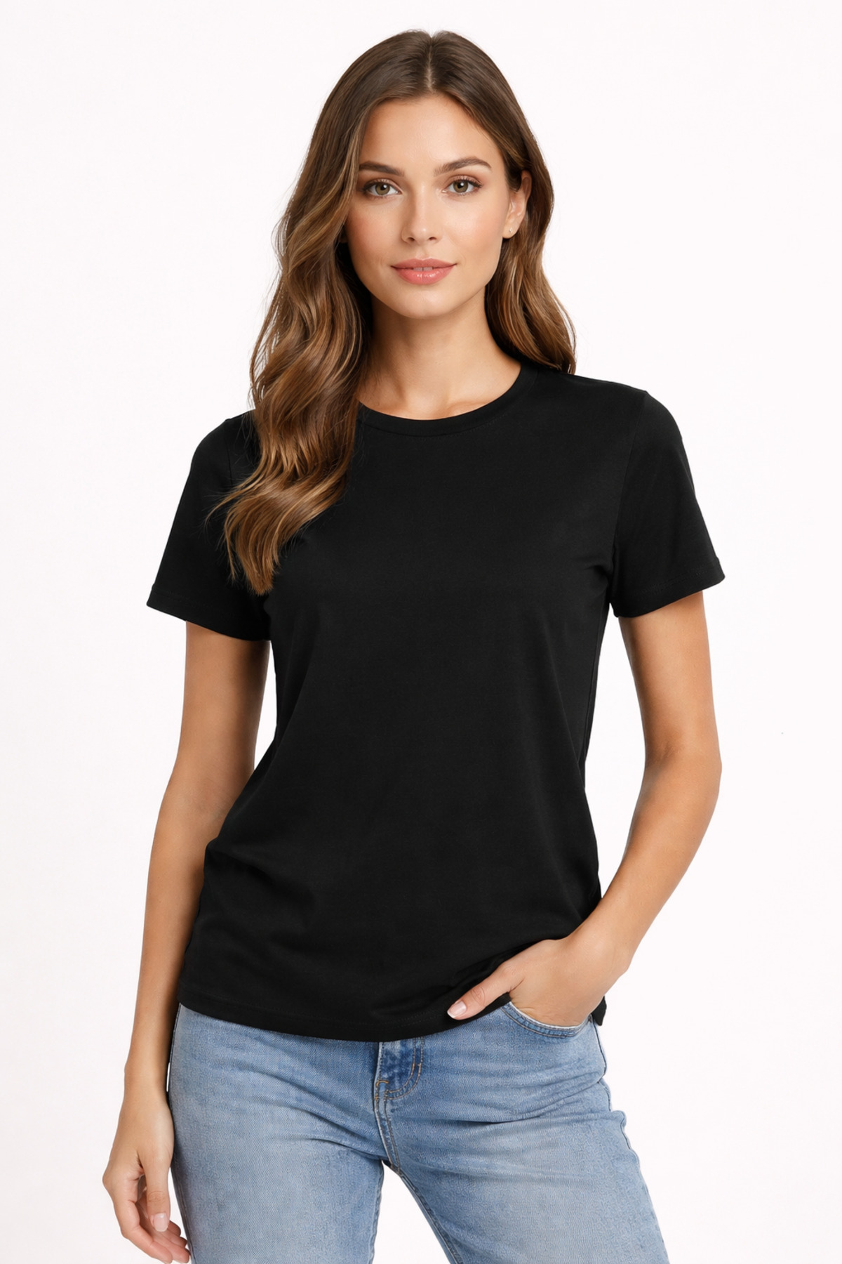 Guato Women's Black Basic T-Shirt