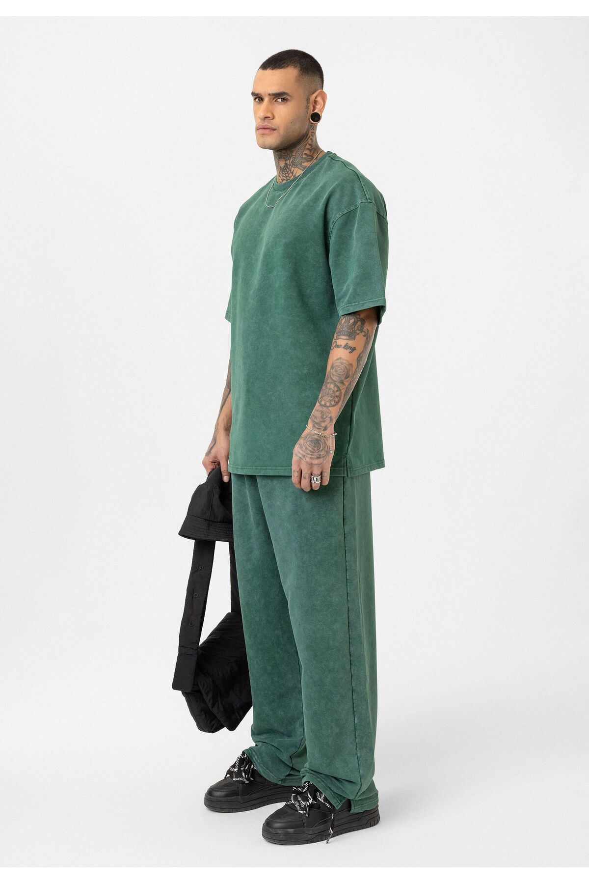 Yıkamalı Oversize Eşofman Takım — سبز DND_V90-01 — تصویر 3 از 6