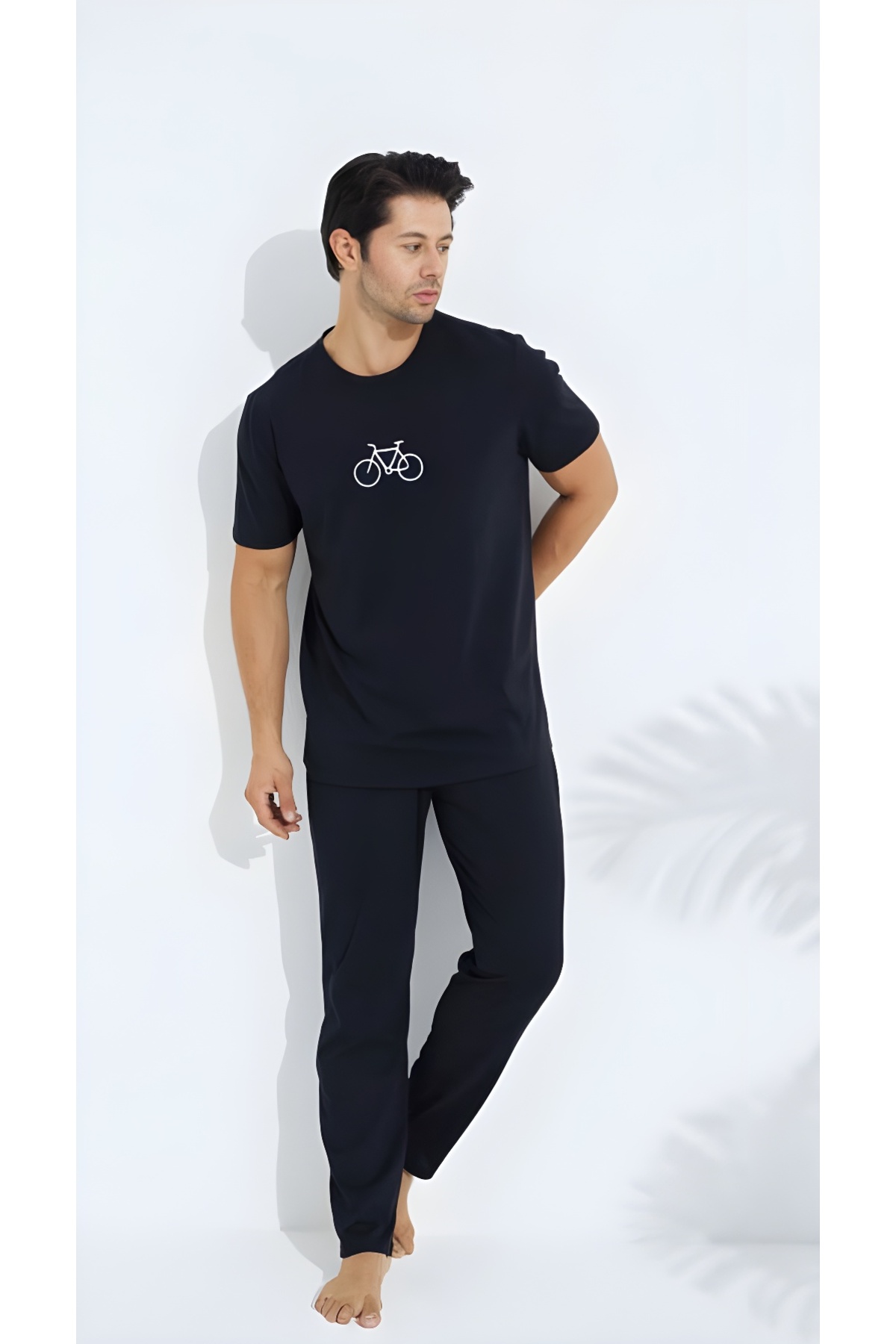 Sude HOMEWEAR Siyah Kısa Kollu Örme Erkek Pijama Takım görsel 2