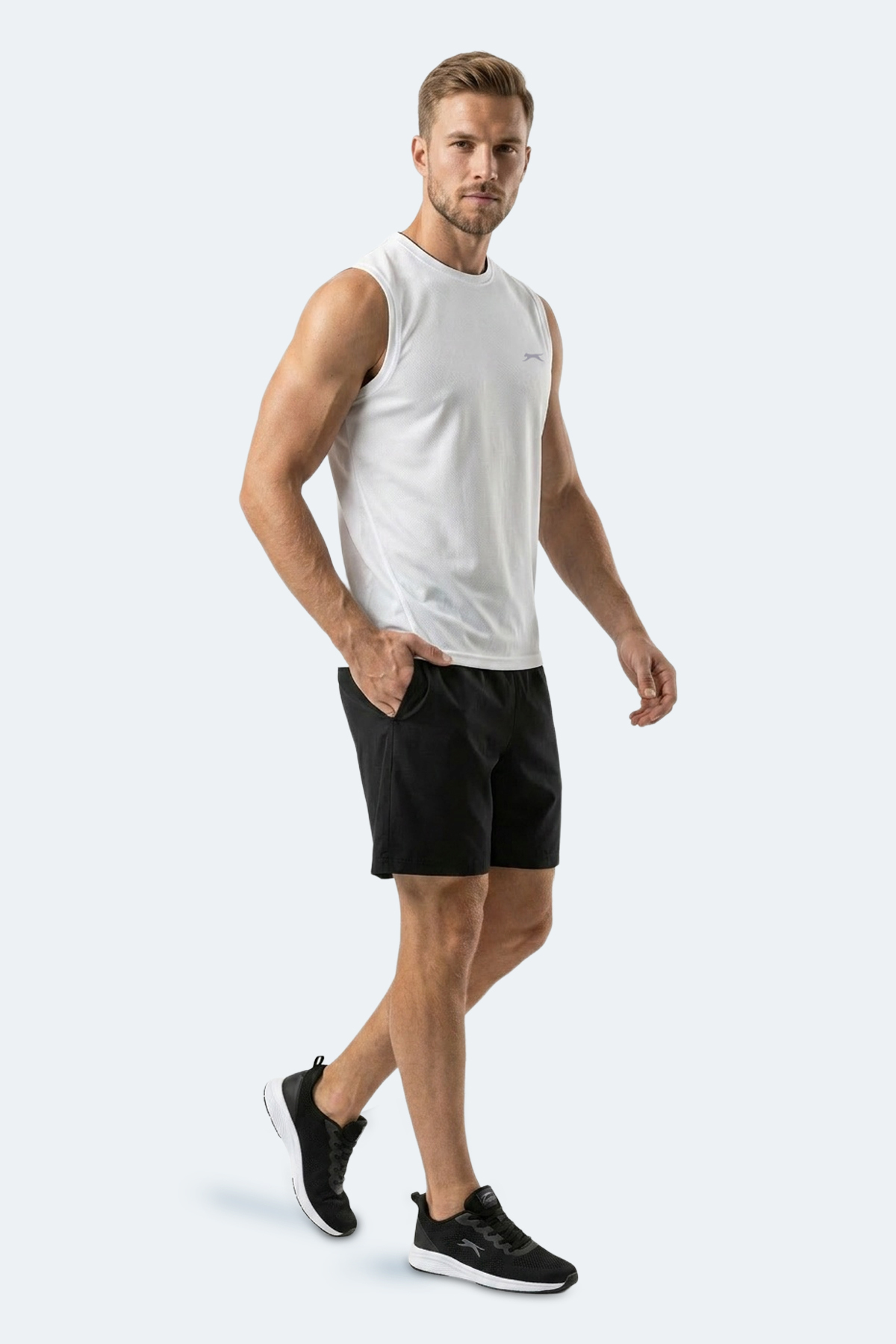 Slazenger HAZZAR I Erkek Kolsuz Beyaz Tişört görsel 6
