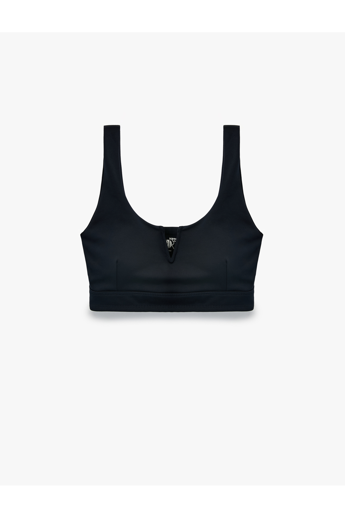Koton Slim Fit V Yaka Kolsuz Kaplı Sporcu Sütyeni görsel 3