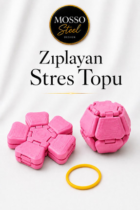 Mosso Steel Zıplayan Stres Topu Clicker Stres Topu – Lastik Mekanizmalı 3D Ba...