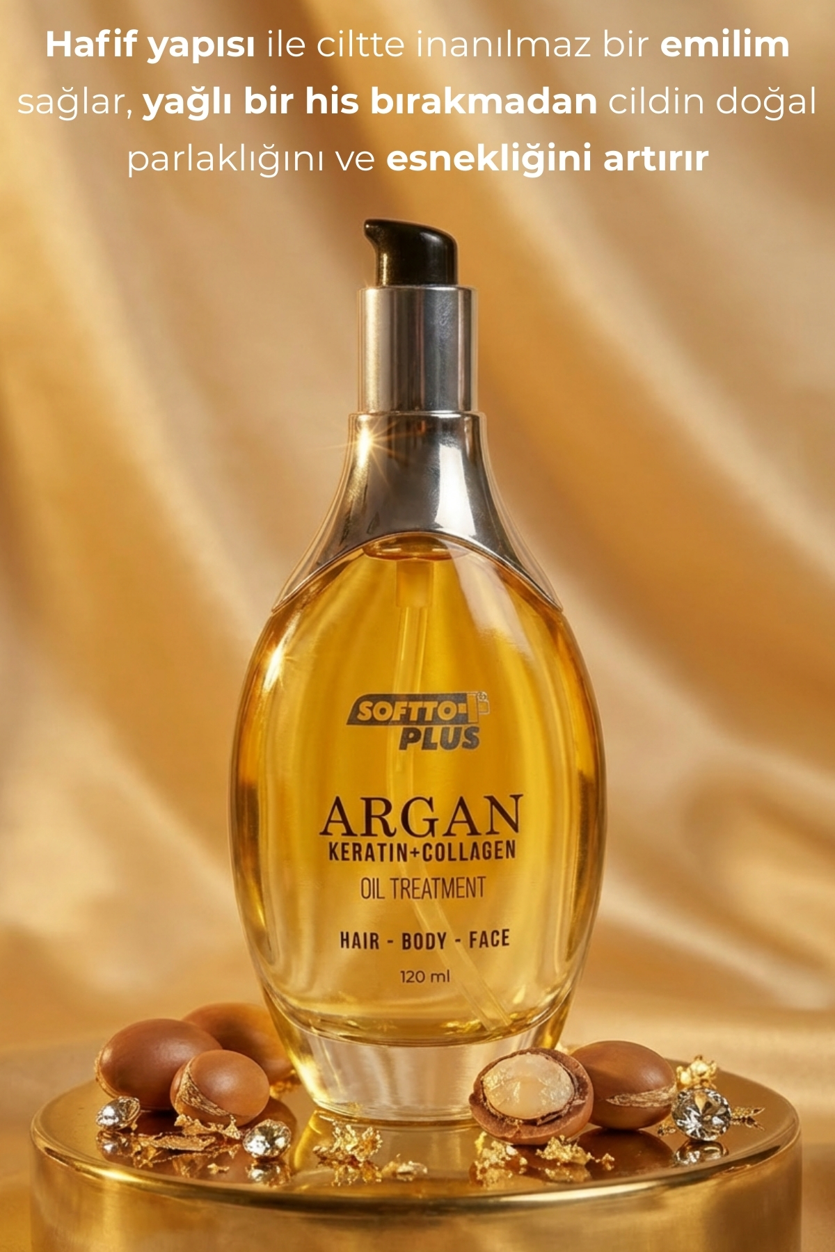 Softto Plus Argan İçerikli Saç Vücut ve Cilt Bakım Yağı 120 ml — pencereliargan120ml — تصویر 6 از 7