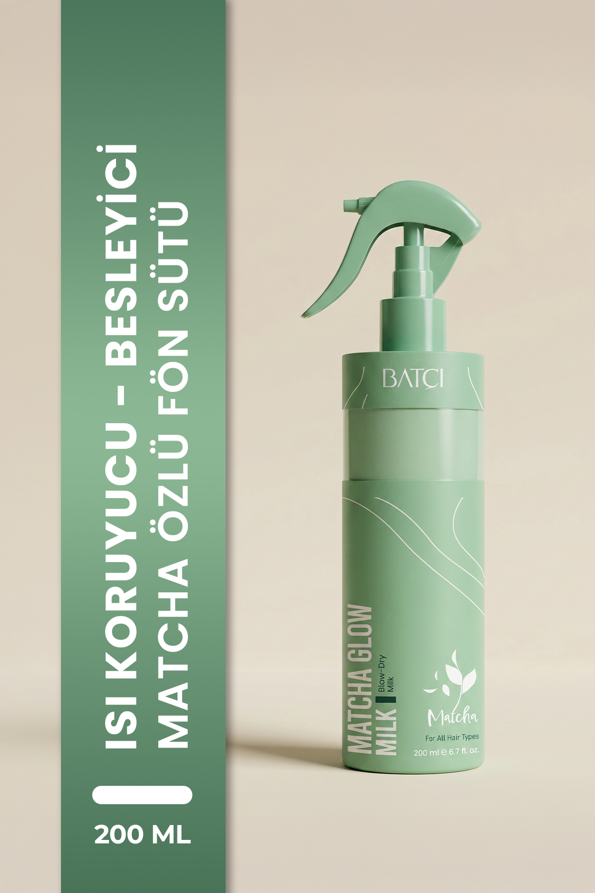 Batçı Matcha Özlü Çift Fazlı Saç Bakım Fön Sütü 200 ML — 8684808759494