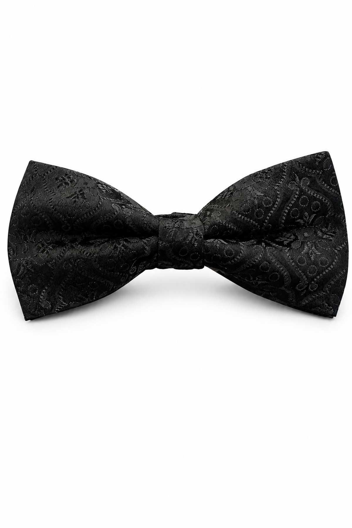 Kravatkolik Siyah Motif İpek Papyon SB223 görsel 4