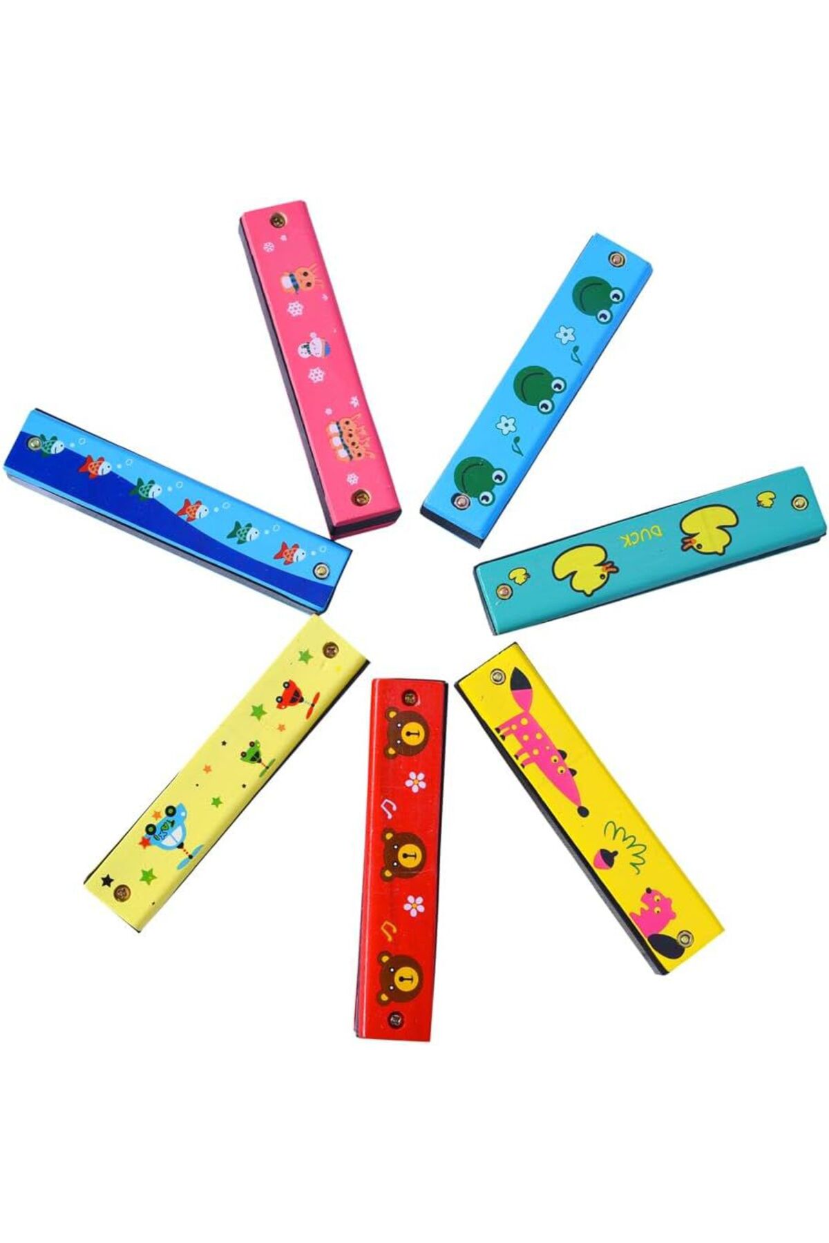 Tıfıl Toys 2'li Ahşap Çocuk Mızıka Seti! 16 Delikli 12cm Renkli