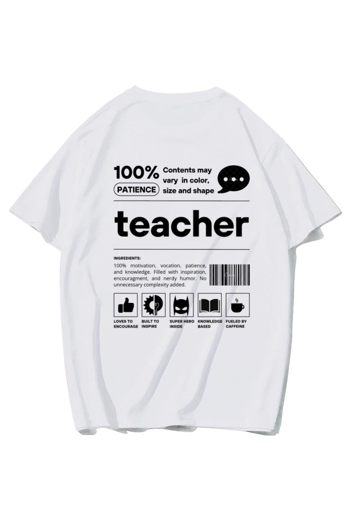 BRZ COLLECTION Unisex Oversize Teacher T-shirt (BEYAZ) - Fiyatı