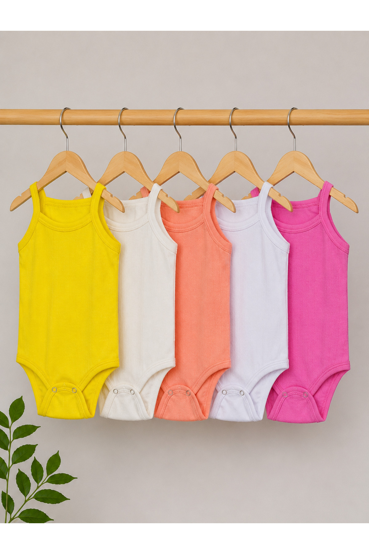 5 Colors Rope Strap Baby Bodysuit Snapsuit with Snap Fastener