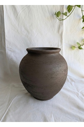 Yalda atelier Mira Kum Dokulu Yuvarlak Vazo – El Yapımı Dekoratif Stone Effec...