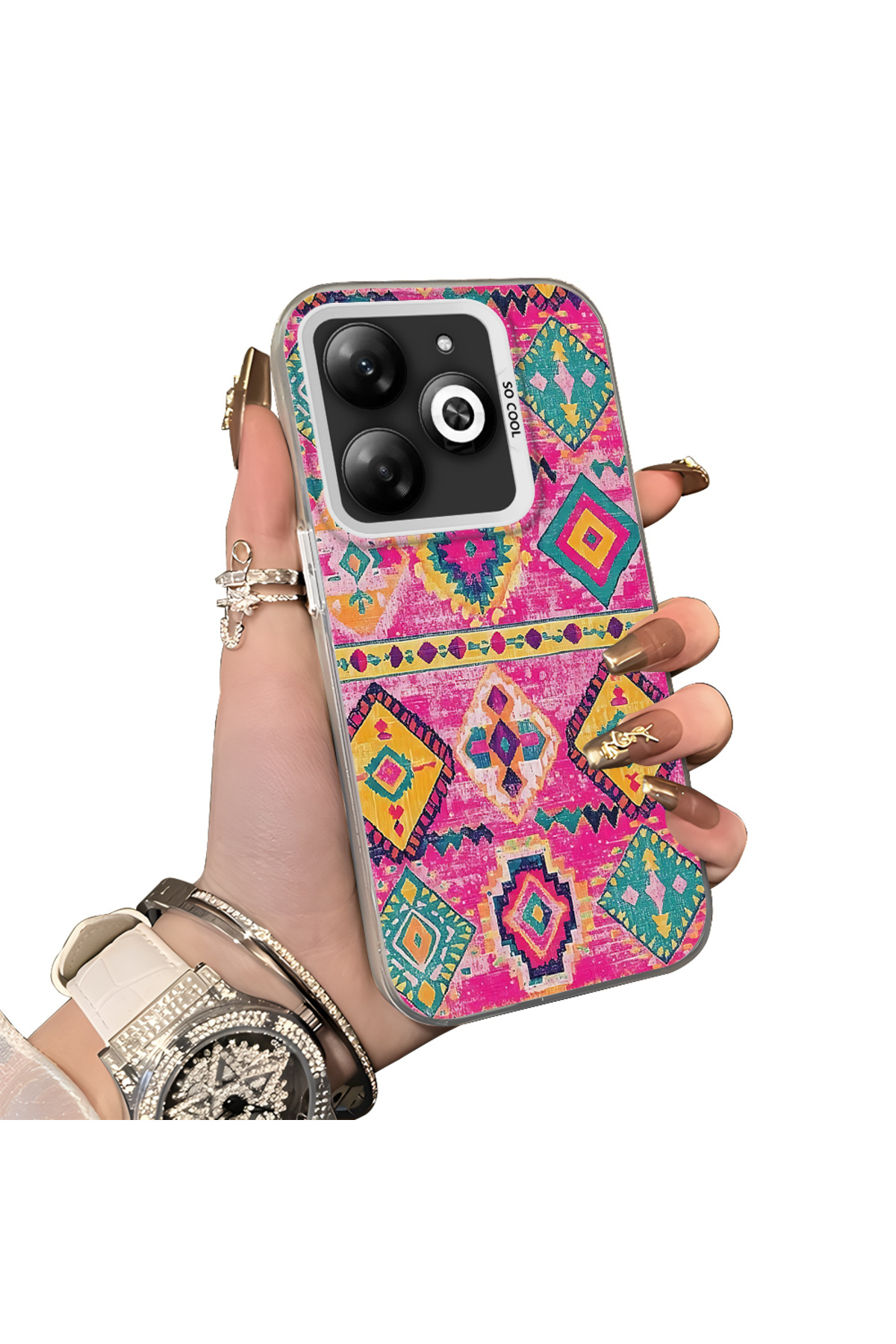 Tecno Spark 20 Compatible Hard Acrylic Rear Silicone Edge Lens Protection Case
