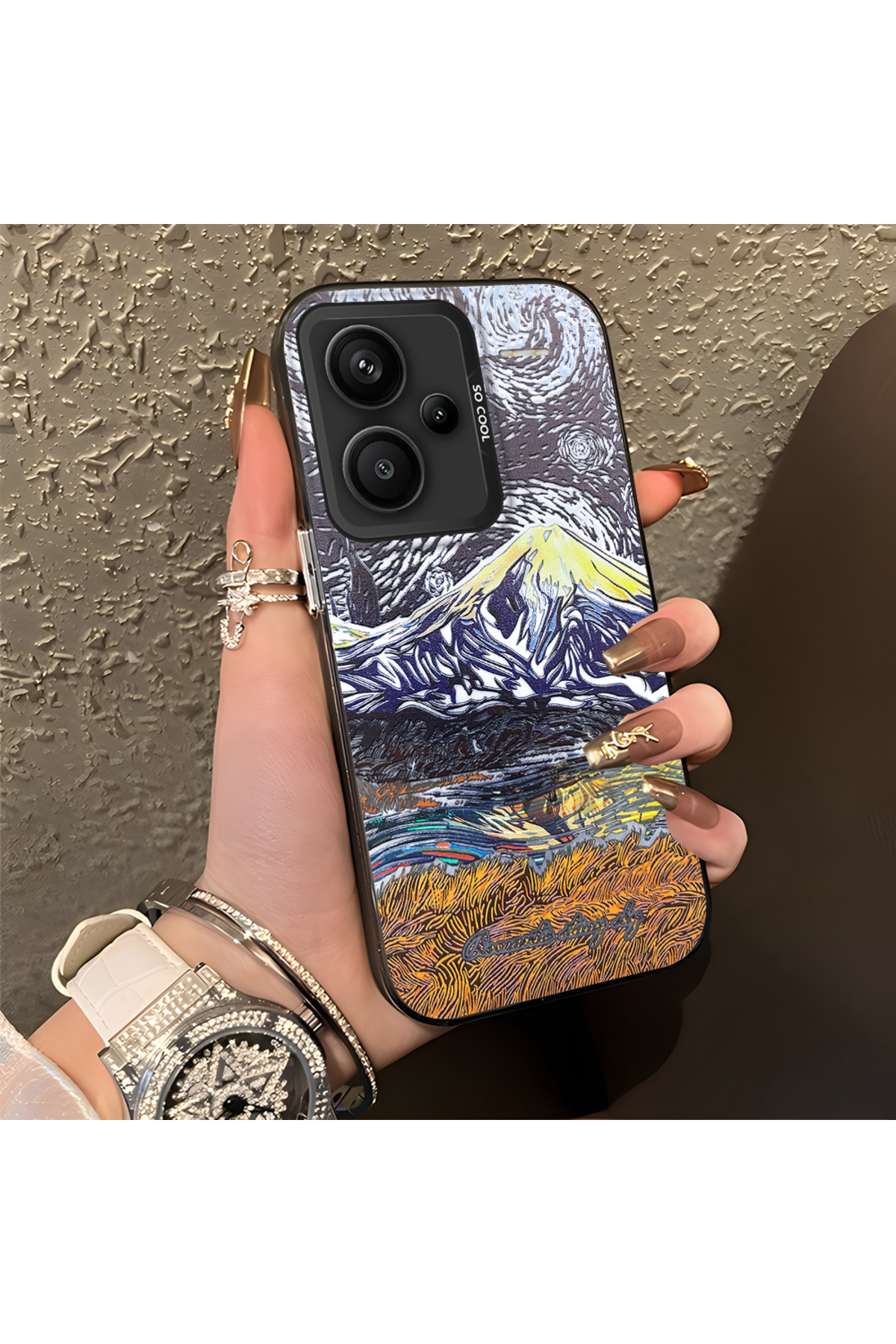 Redmi Note 13 Pro Plus 5G Compatible Silicone Edge Hard Back Case Couple Phone Case with Landscape Pattern
