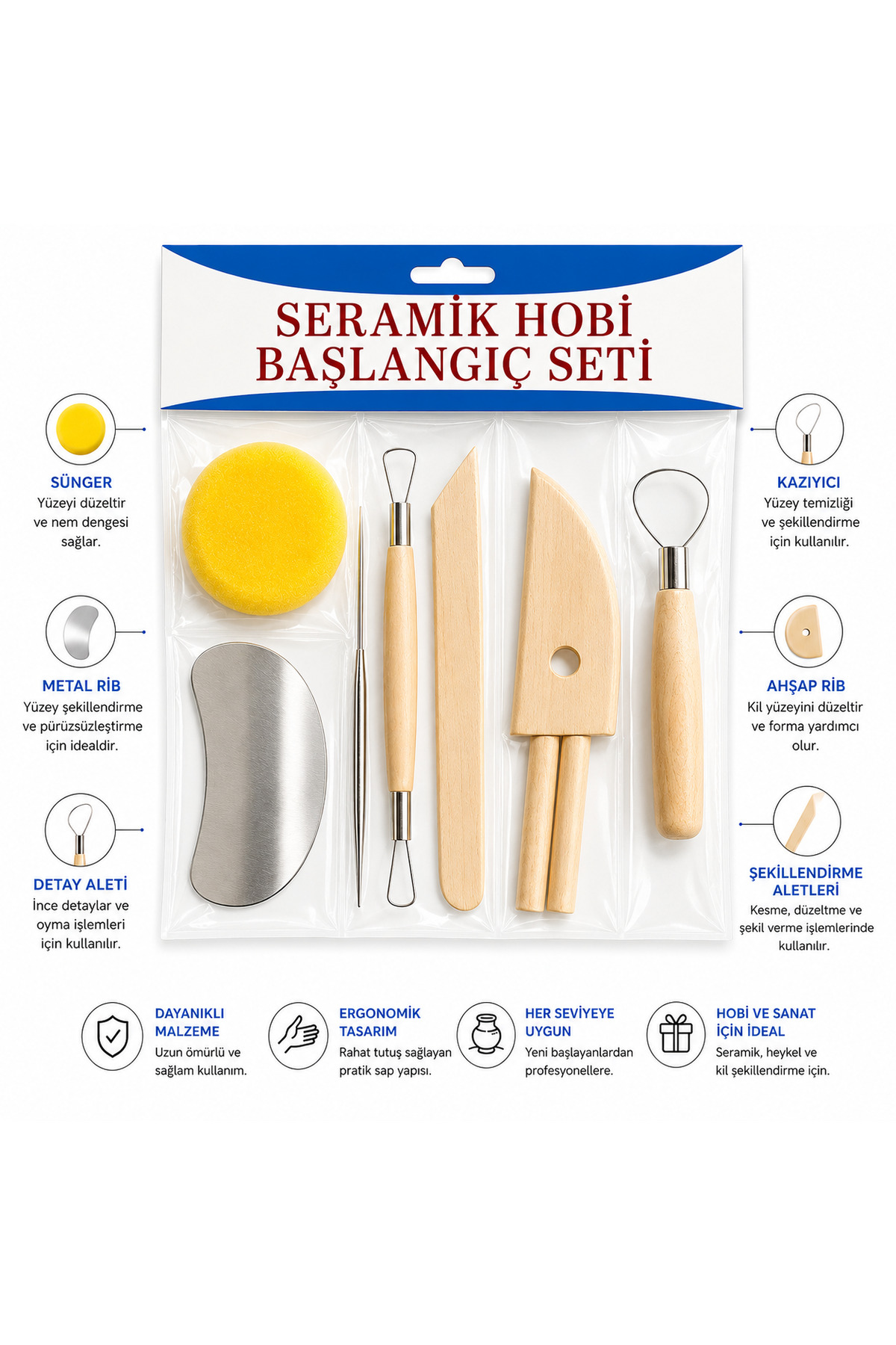TOMBİ-X 1. Seramik Hobi Başlangıç Seti Kil Şekillendirme ve