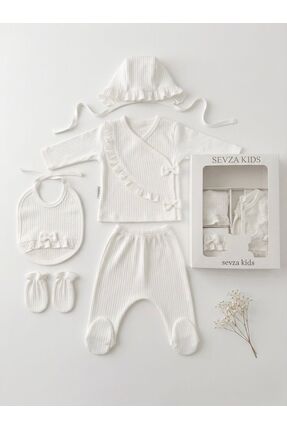 Sevza Kids Kız Bebek Hastane Çıkışı Fırfırlı %100 Organik Pamuk 5'li- Hediye ...