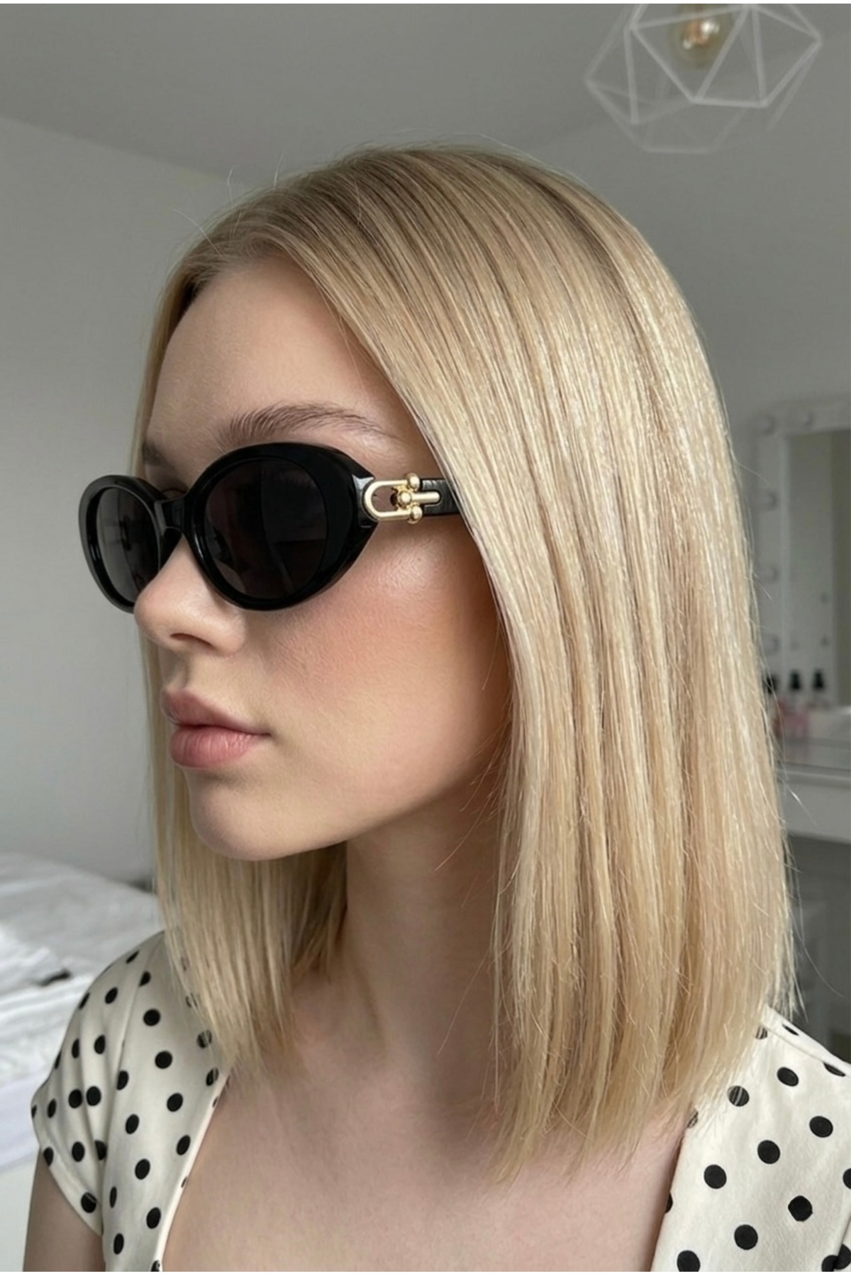 Chunky Frame Monaco Vintage Siyah Gold Detaylı Oval Ultra Hafif Uv400 Filtreli Kadın Güneş Gözlüğü görsel 3