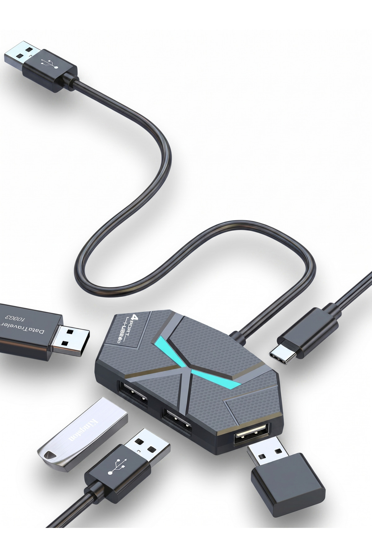 USB To Type-C USB Çoklayıcı PC/Notebook/X-Box/PS Uzatıcı Gaming Oyuncu Çevirici HUB 4x USB 1x USB-C