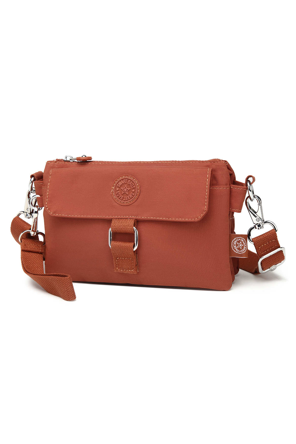 SMART BAGS Günlük Minik Boy Su Geçirmez Krınkıl Kumaş Kadın Telefon ve Postacı Çantası Kiremit görsel 2