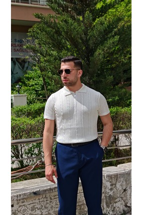 Vobies Örgü Desenli Polo Yaka Triko