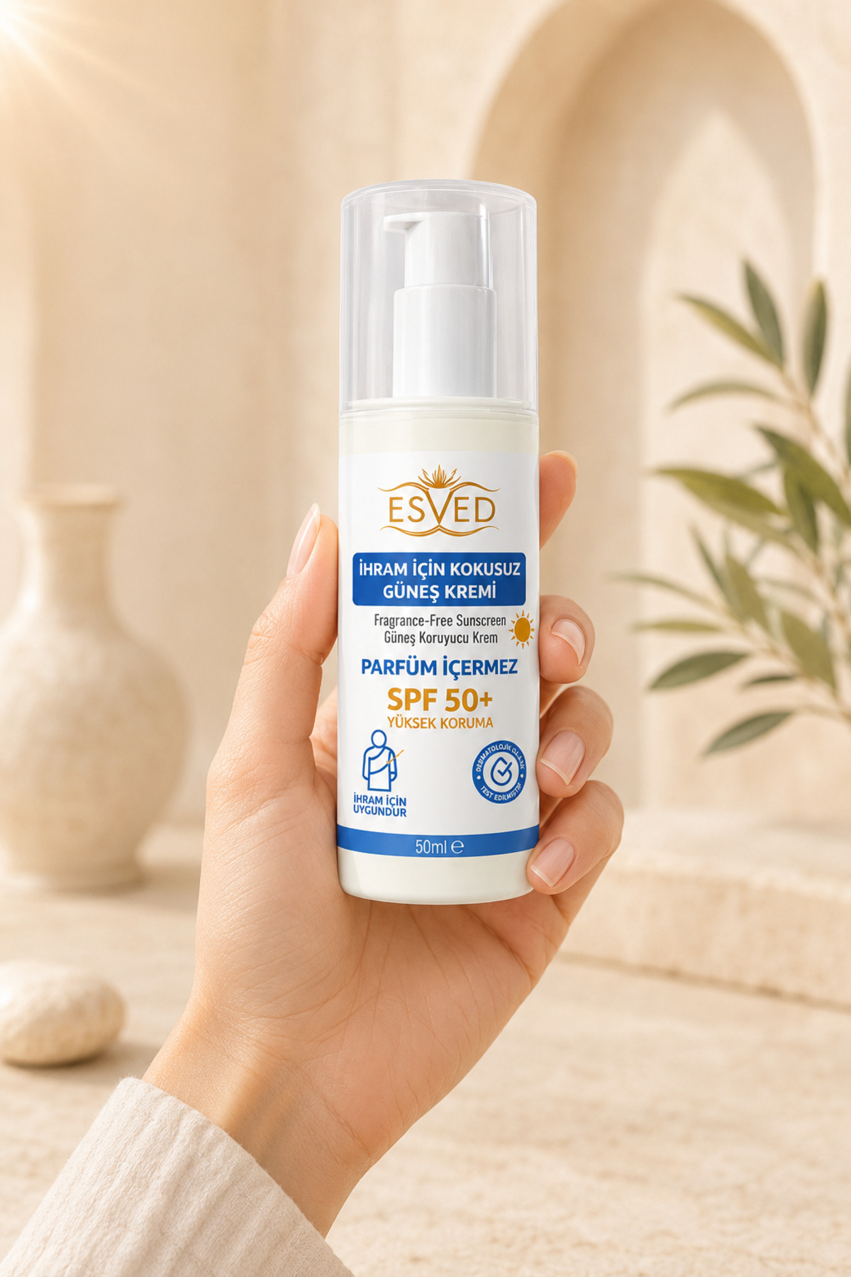 İhrama Uygun Kokusuz Güneş Kremi 50ml Hac ve Umre İçin Güneş Kremi | Parfüm İçermez — İlkbenaldim-Güneş-Kremi-50ml — تصویر 3 از 6