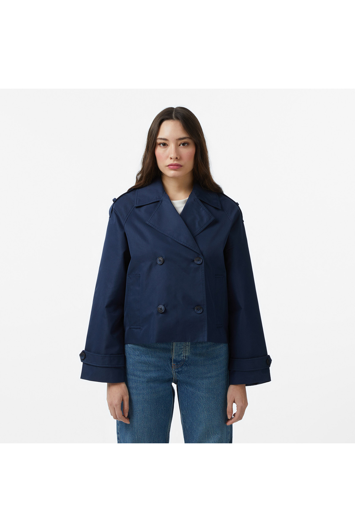 Nautica Kadın Lacivert Regular Fit Trençkot