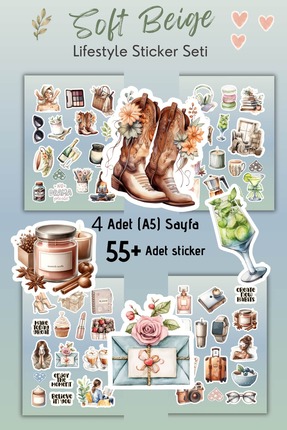 Mişomi Atölye Soft Bej Lifestyle Sticker Seti – Günlük & Ajanda Dekor Sticker...
