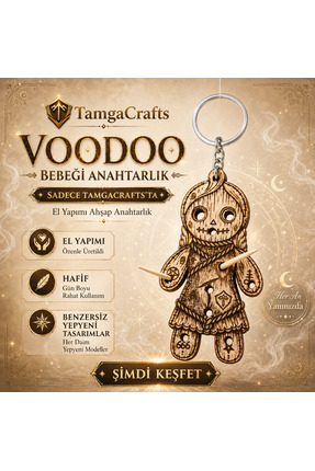 TamgaCrafts El Yapımı Tasarım Voodoo Kız Bebek Anahtarlık - Lazer Kazıma Kişi...