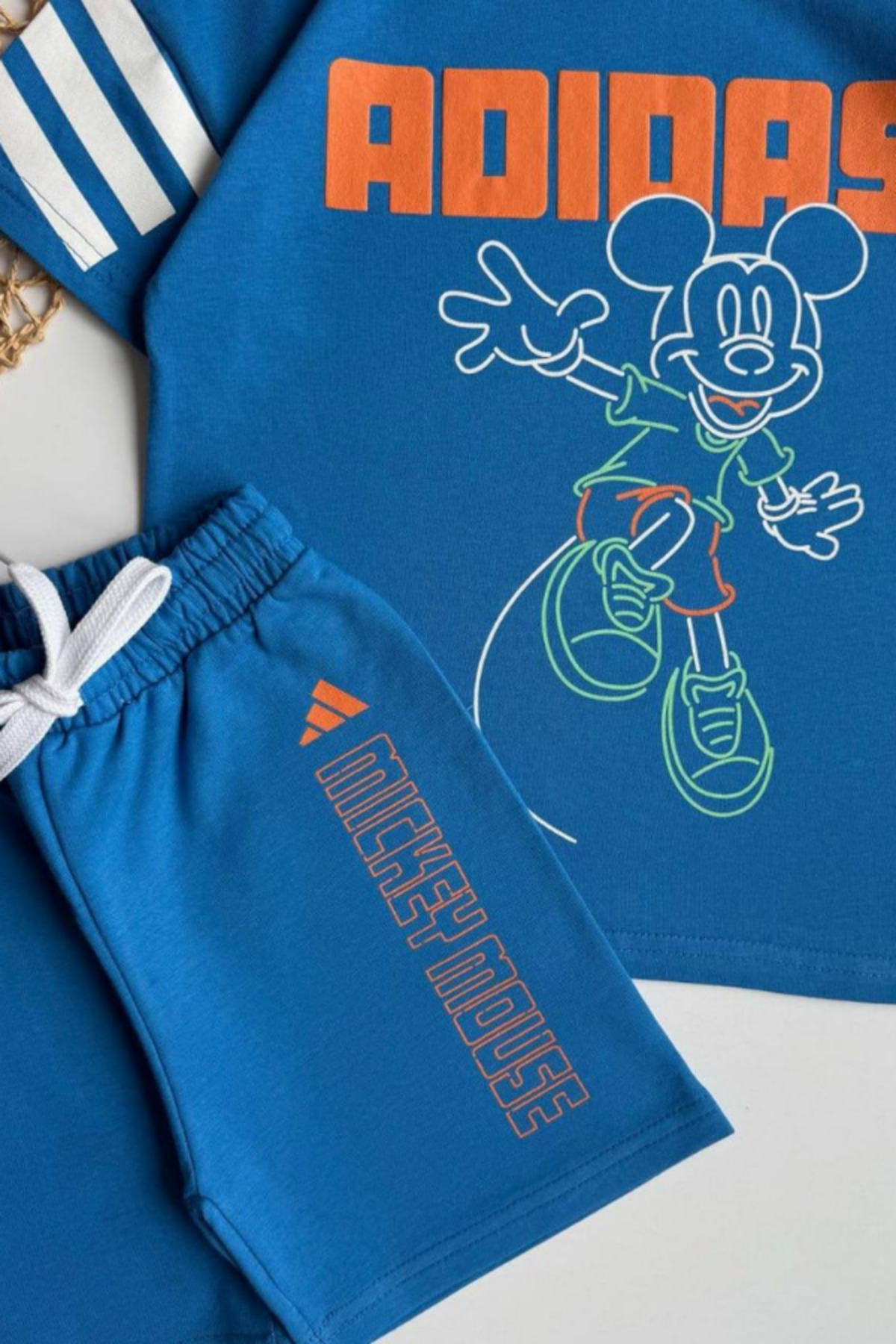 NOBLEKIDS Boys' Mickey Mouse Printed T-Shirt and Shorts Set Blue