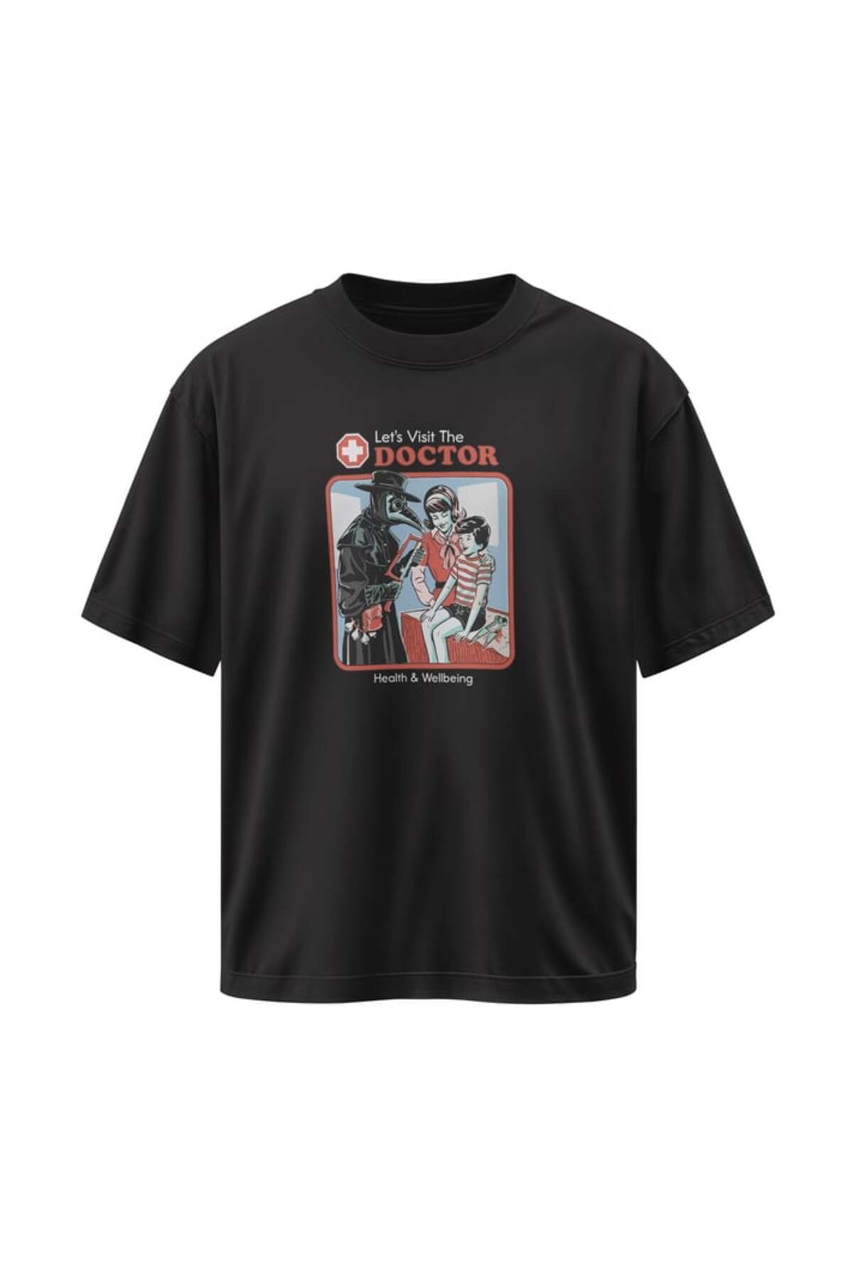 buzagi tasarım ürünleri Doctor Unisex Oversize Black T-Shirt