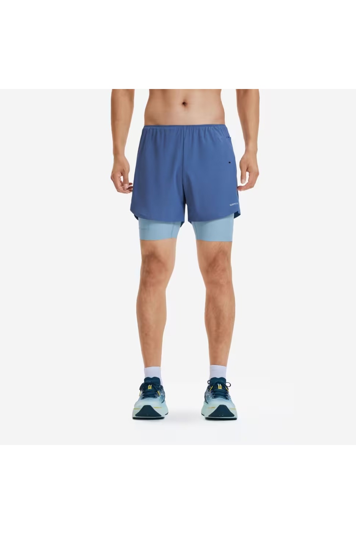 شلوارک ورزشی مردانه دو در یک - آبی - KIPRUN Run 500 Comfort دکاتلون شورت ورزشی Decathlon