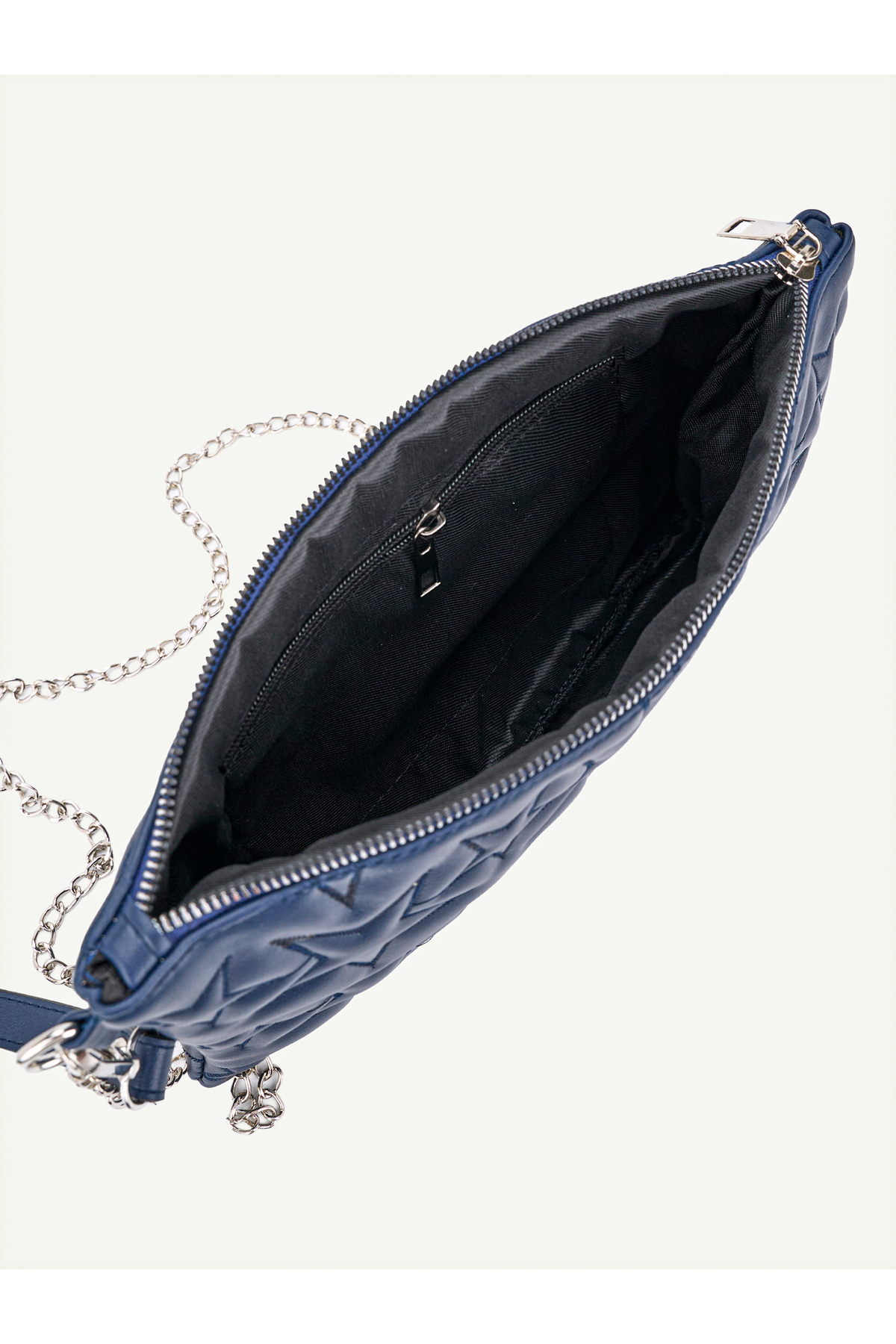 Kadın Yıldız Nakış İşlemeli Portföy El Çantası Bilek Askılı Saten Astarlı Clutch Çanta