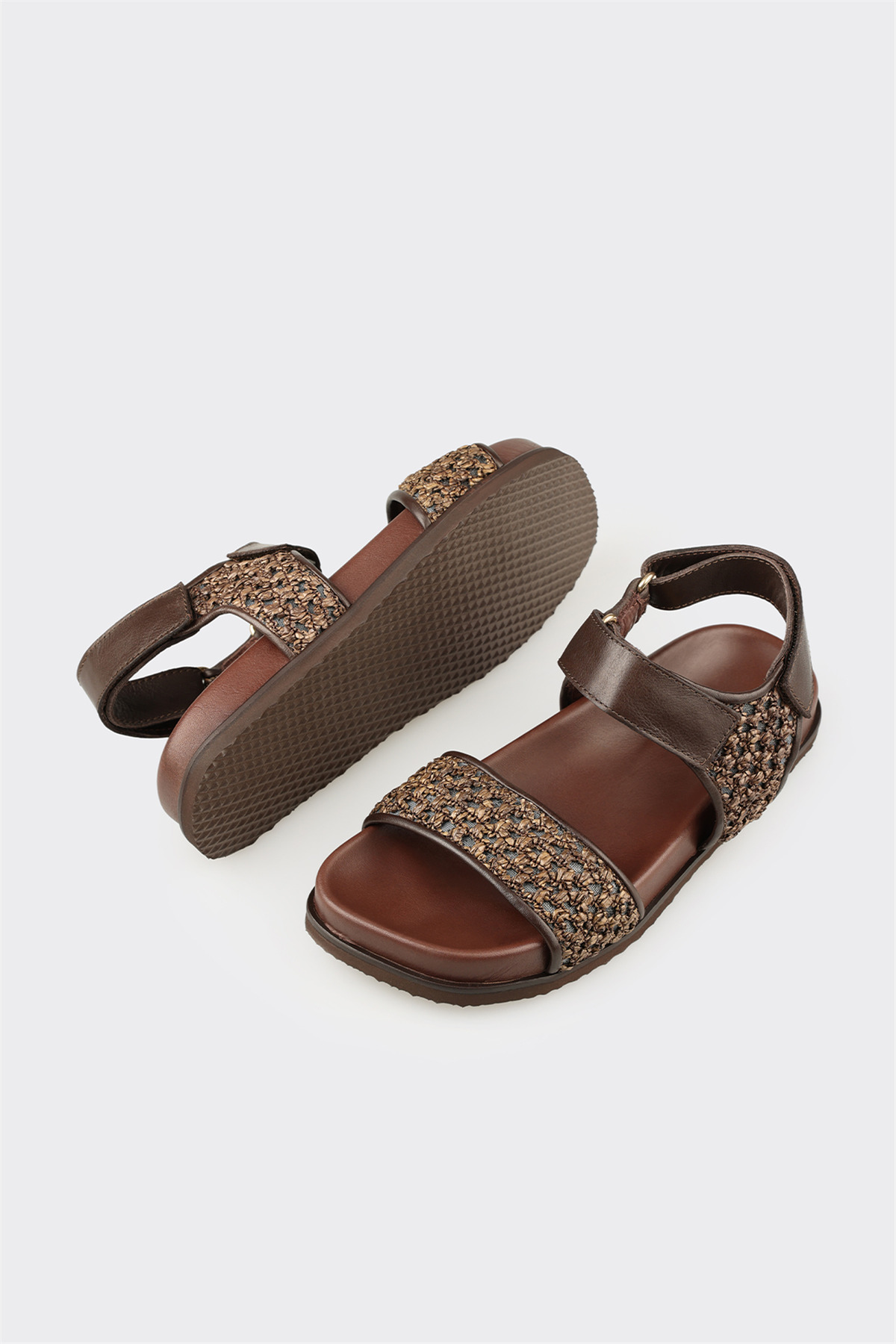 Elle Shoes Kahve Deri Kadın Sandalet görsel 3