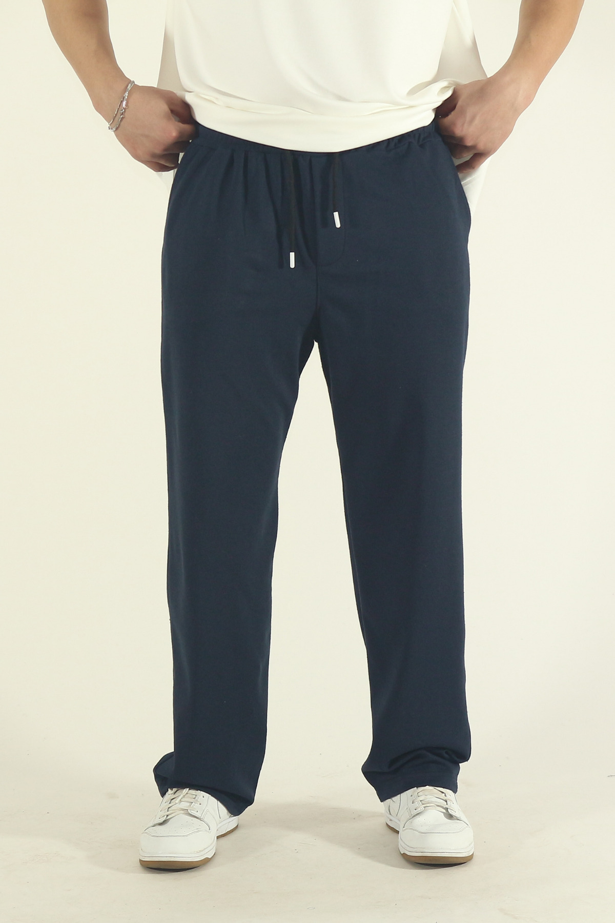 STRAVON Erkek Lacivert Baggy Oversize Relaxed 4 Mevsim Eşofman Altı Bol Paça 2 İplik Tam Kalıp görsel 3