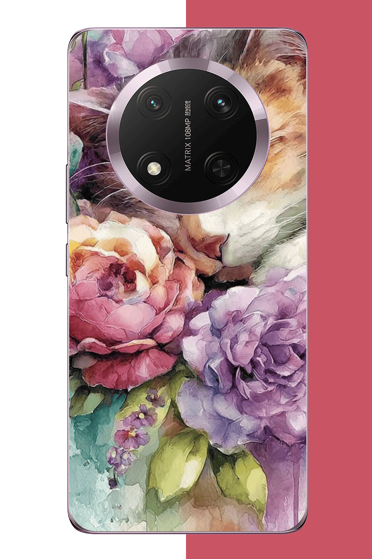 Honor Magic 7 Lite Compatible Watercolor Cat UV Printed Silicone Case