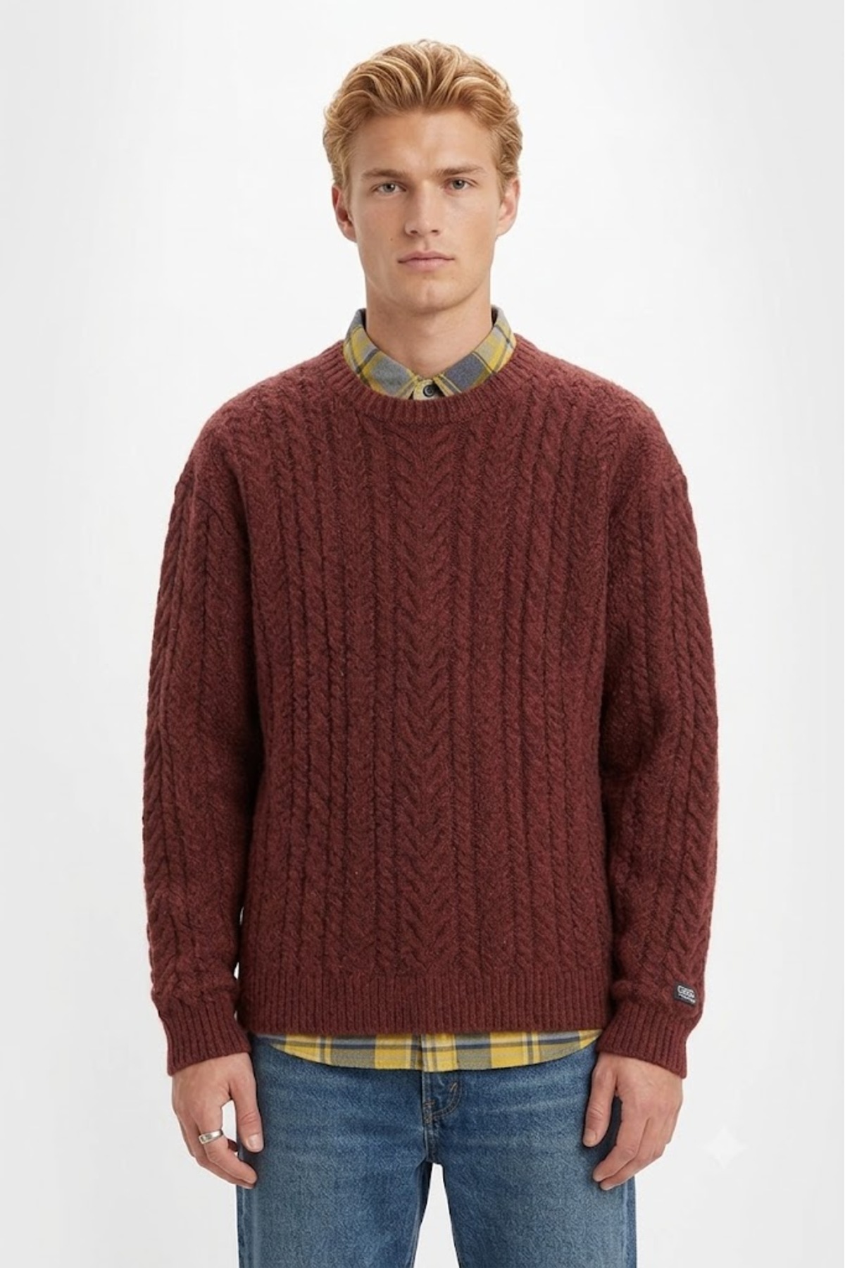 ژاکت بافتنی یقه گرد مردانه طرح دار سرمه ای Battery Crewneck لیوایز پلیور Levi's