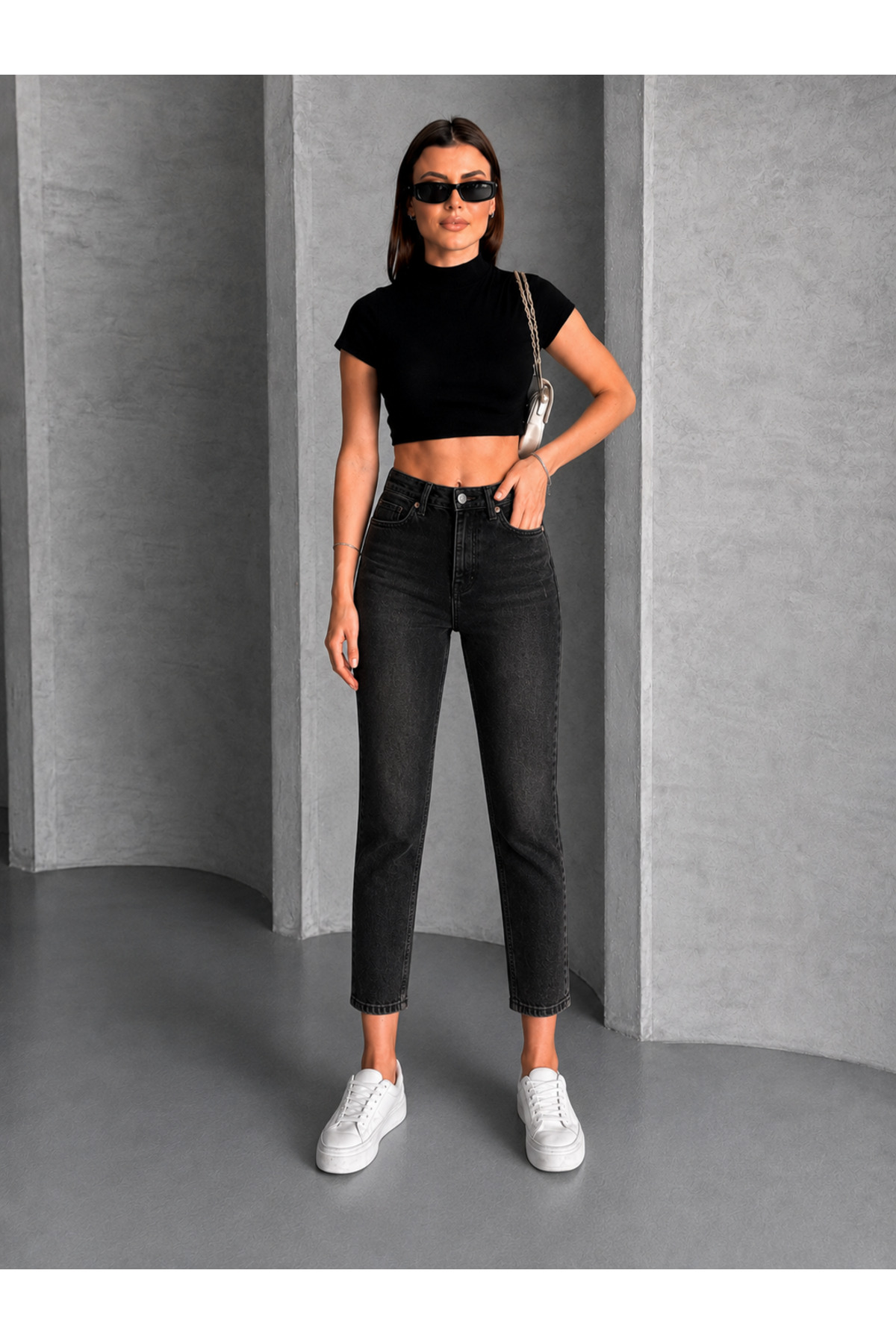Safari Kadın Yüksek Bel Cropped Kalıp Dar Paça Jean Pantolon