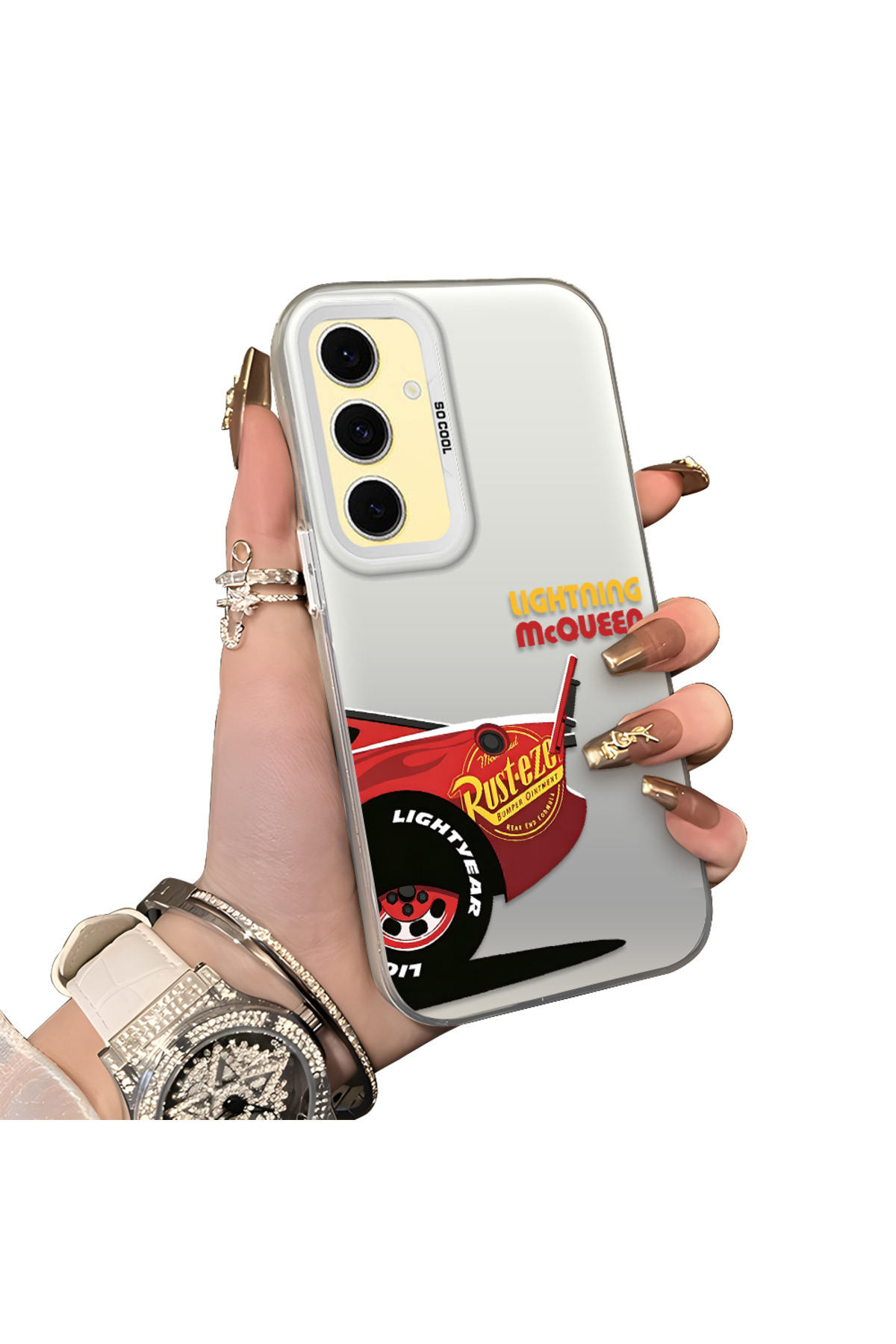 Samsung Galaxy S24 FE Compatible Hard Acrylic Rear Silicone Edge Lens Protection Case