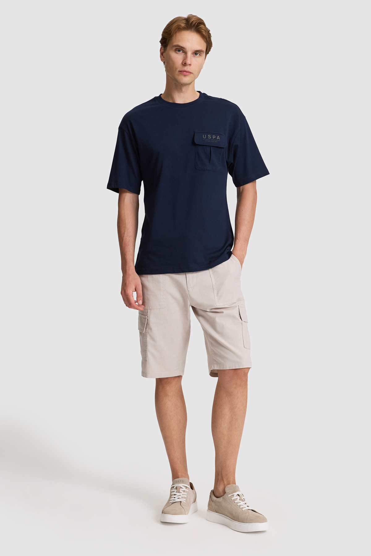 U.S. Polo Assn. Erkek Lacivert Comfort Fit Bisiklet Yaka Tişört 50327021-VR033 görsel 4