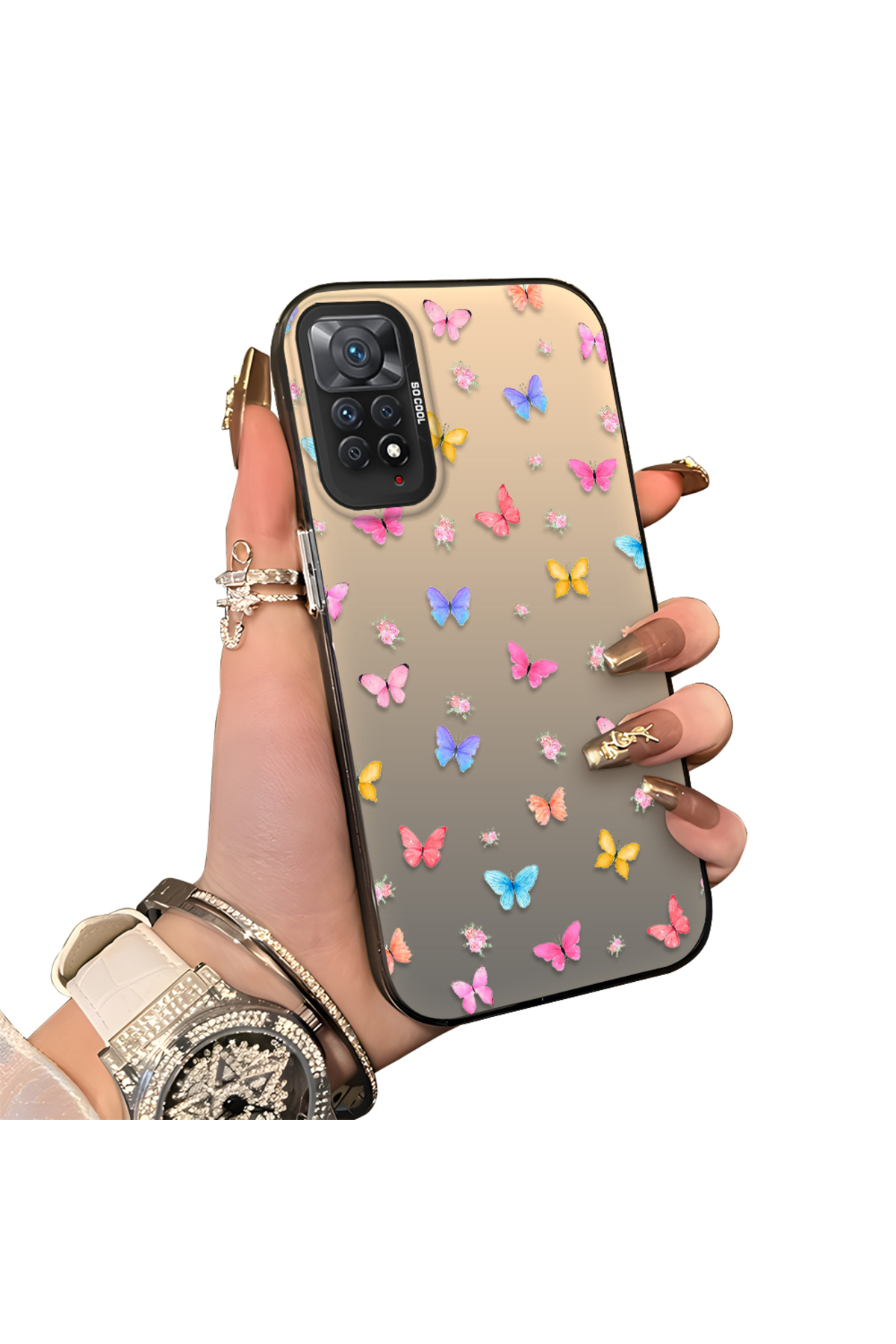 Redmi Note 11 Pro 5G Compatible Silicone Edge Hard Back Case Couple Phone Case Butterfly Pattern