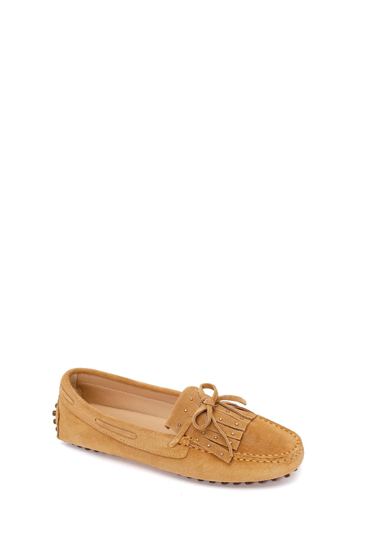 Derimod Kadın Camel Püsküllü Süet Deri Loafer 26PFD291010 görsel 7