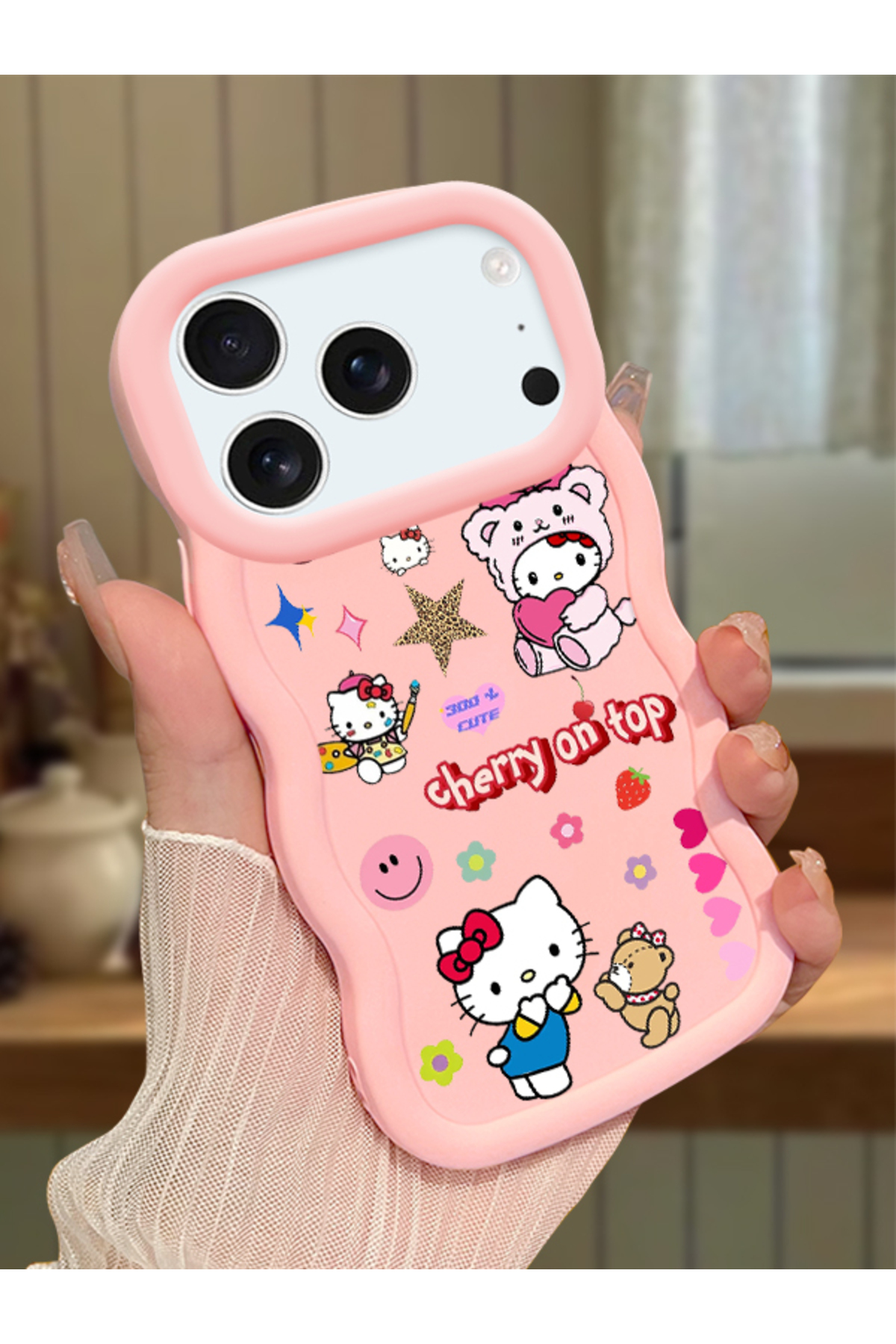 iPhone 17 Pro Max Compatible Case Camera Protector Pink Silicone Couple Phone Case Kitty Pattern