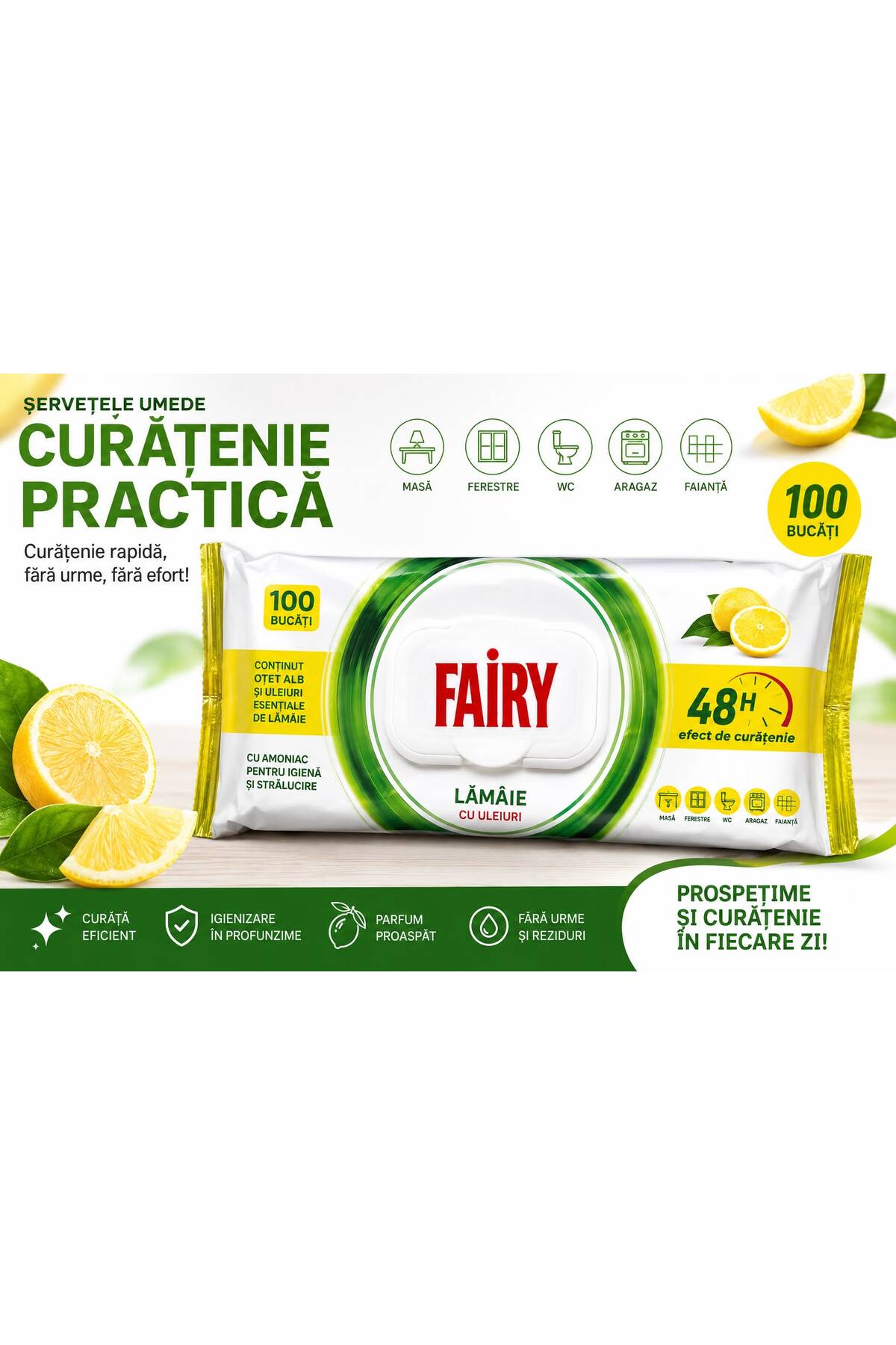 Fairy Υγρά μαντηλάκια λεμόνι 100 τεμάχια