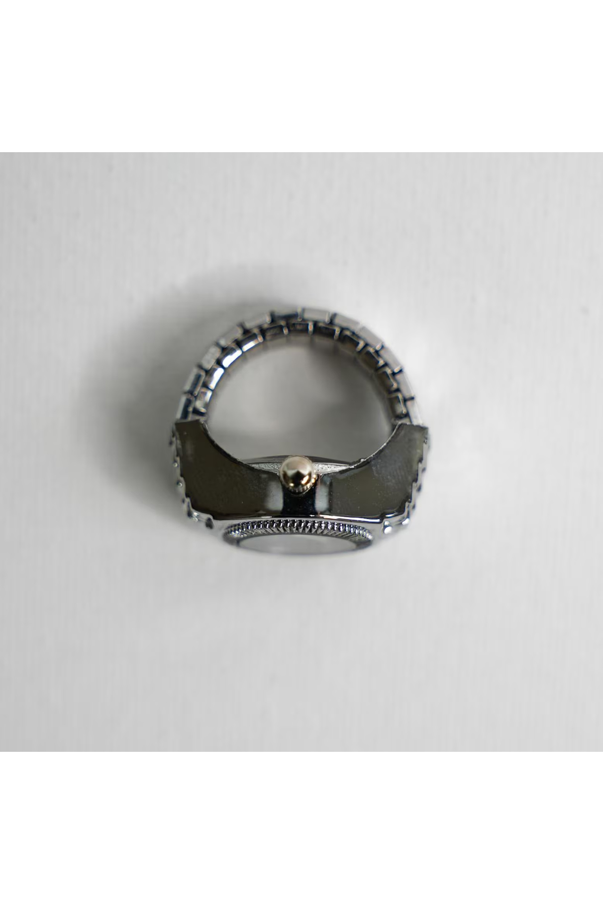 Bozhi Mini Parmak Yüzük Saat, Kuvars Analog Metal Kordon Unisex (Siyah & Beyaz Kadran) görsel 4
