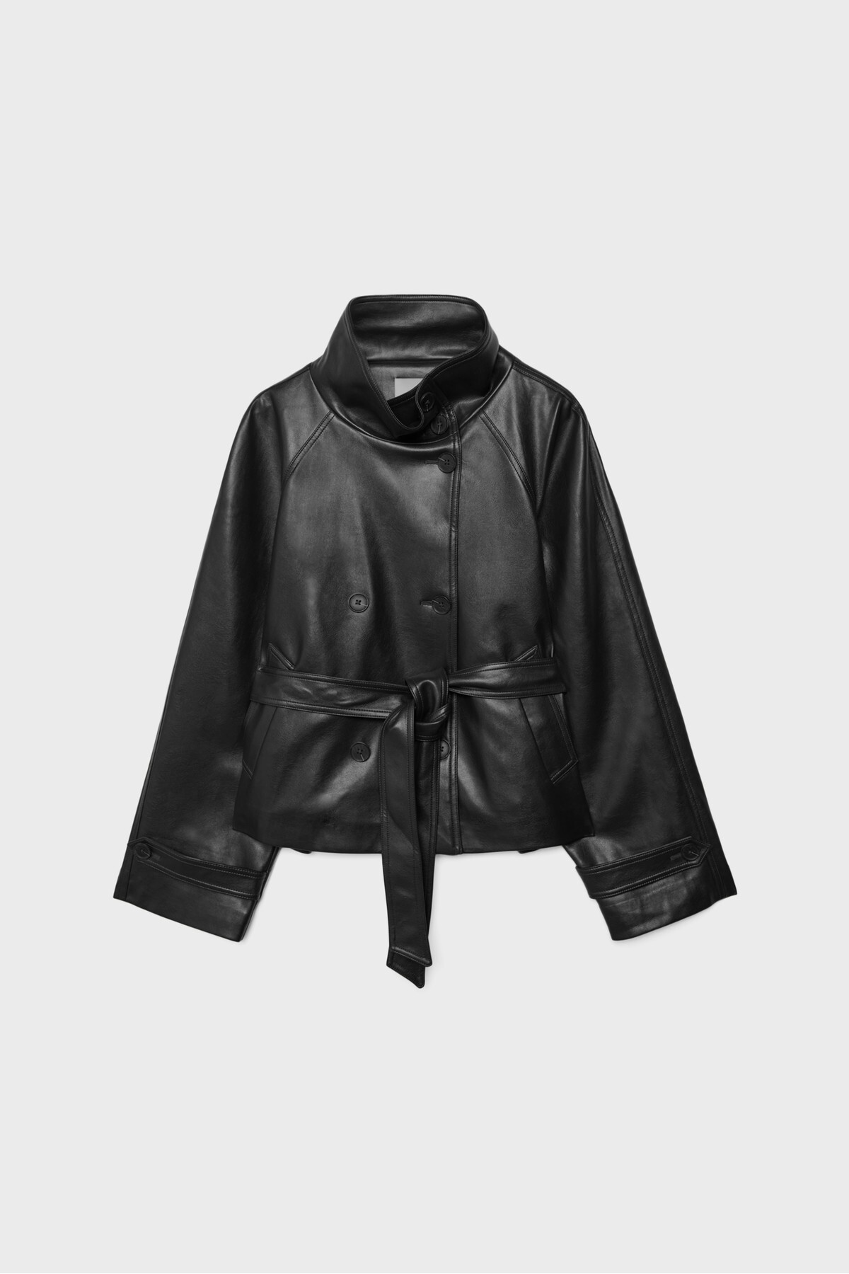 Stradivarius Dik yaka suni deri trençkot görsel 8