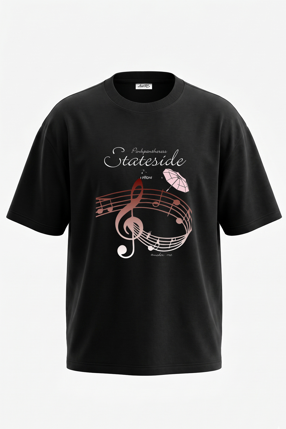 Anetos Pinkpantheress Stateside Design Printed Oversize Black T-Shirt