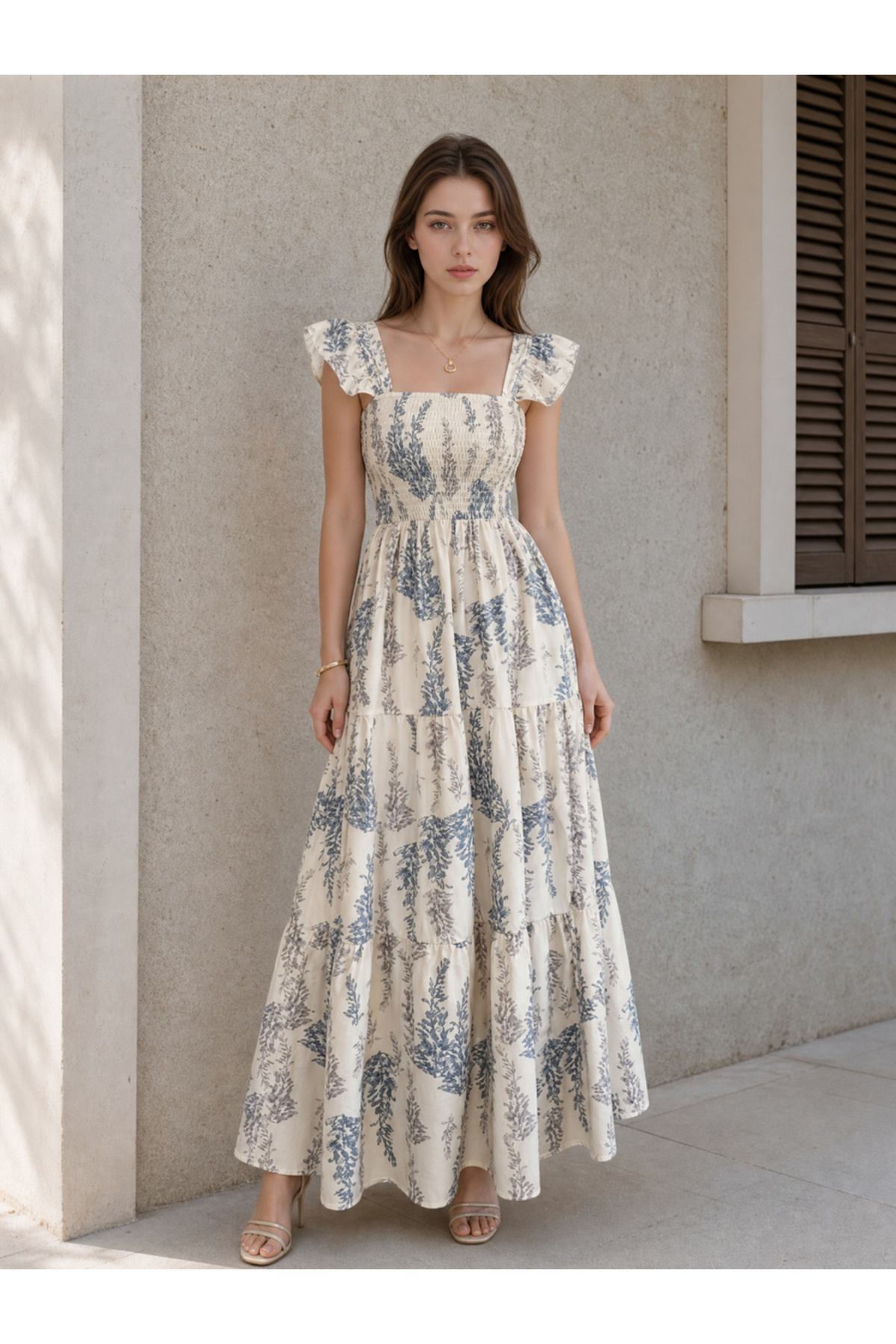 Styli Floral Sleeveless Tiered Maxi Dress