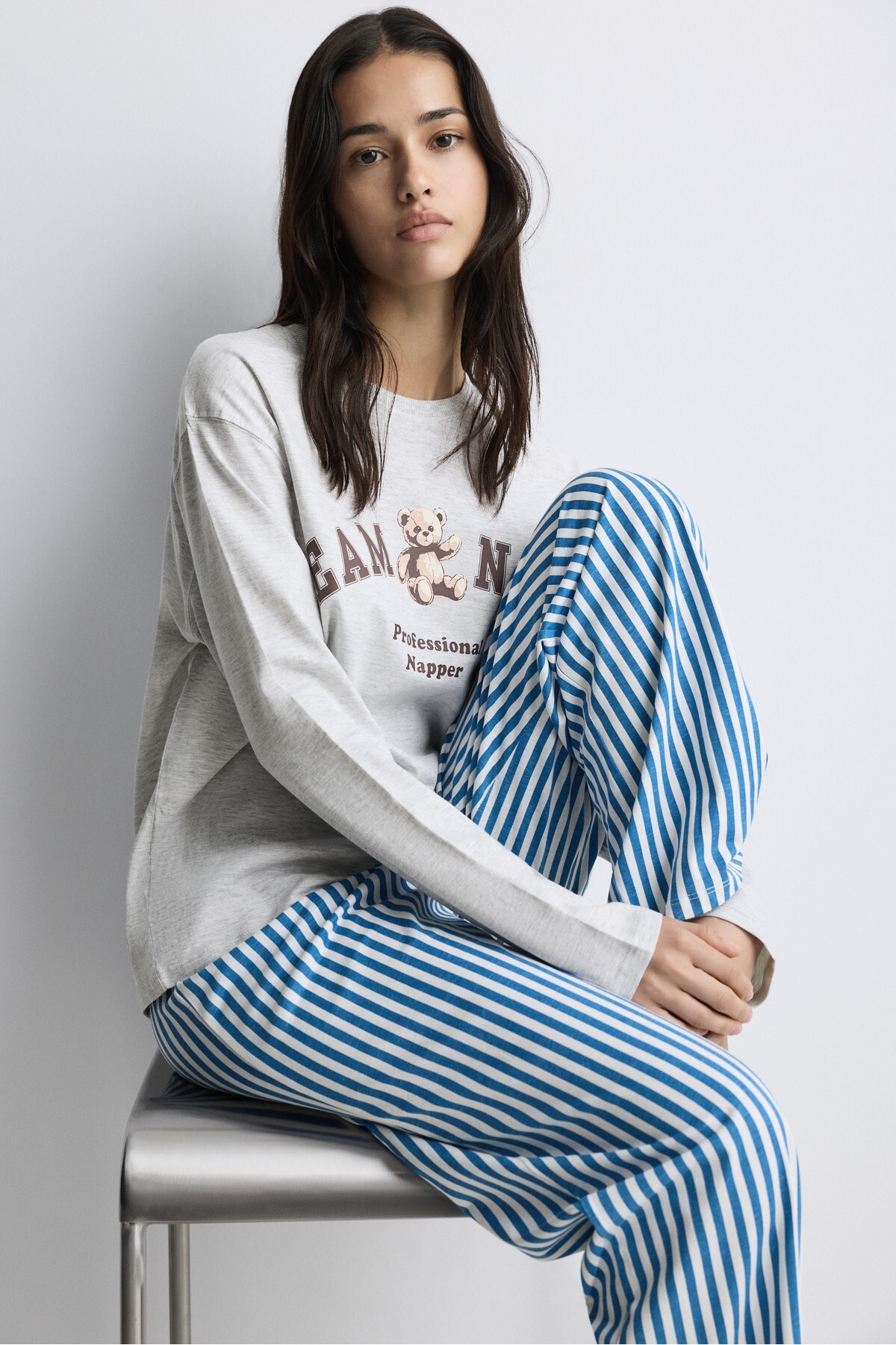 LEFTIES Baskılı uzun pijama takımı görsel 5